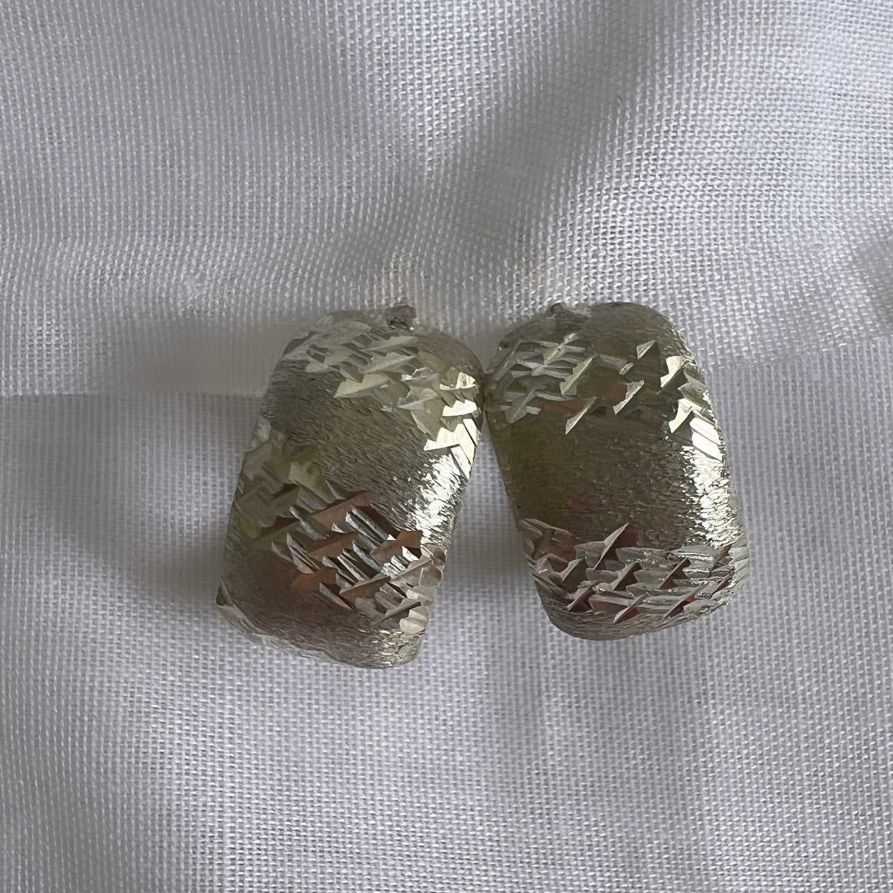 Vintage silver engraved hoops image 0