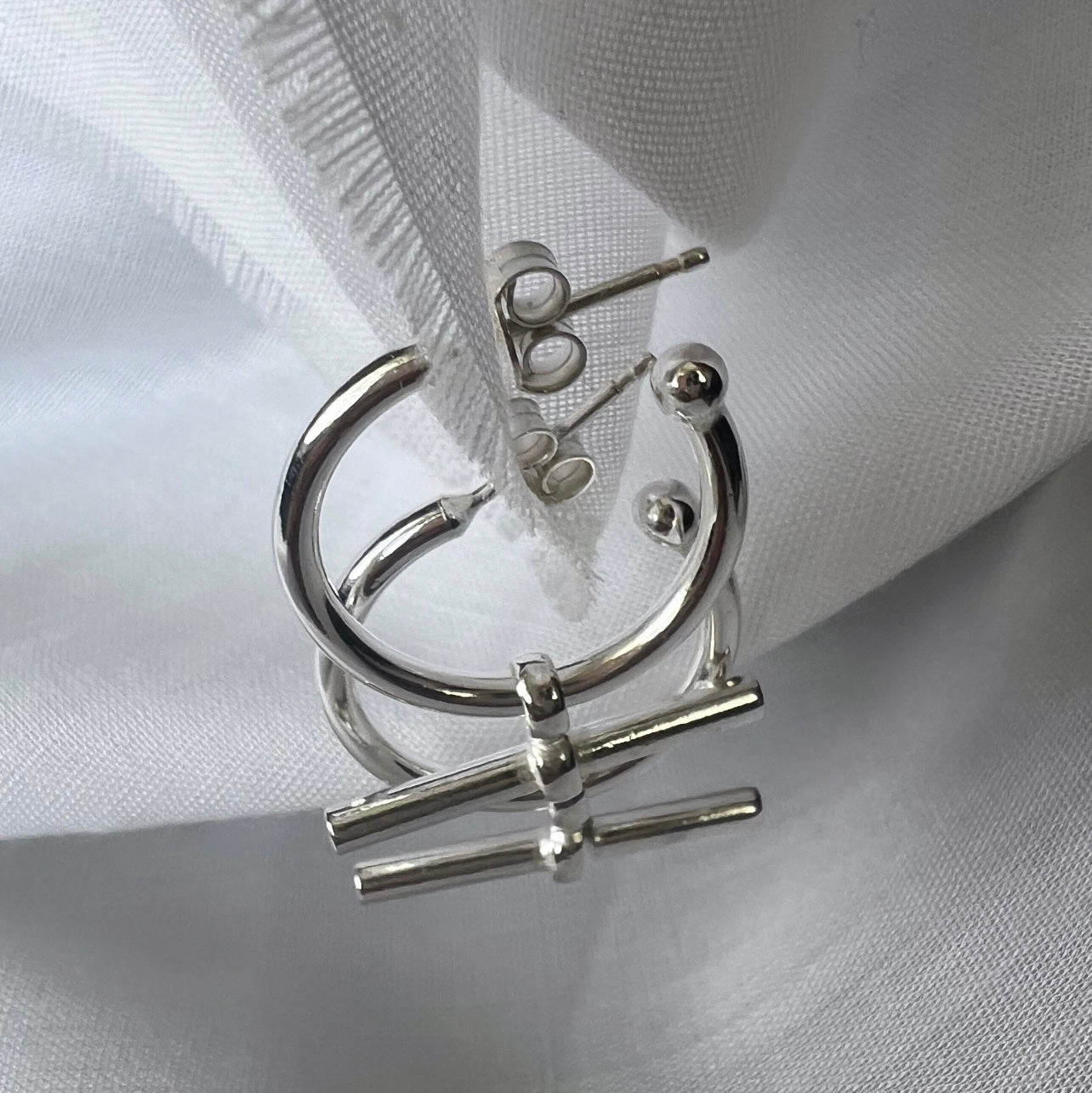 Silver T-Bar Earrings image 0