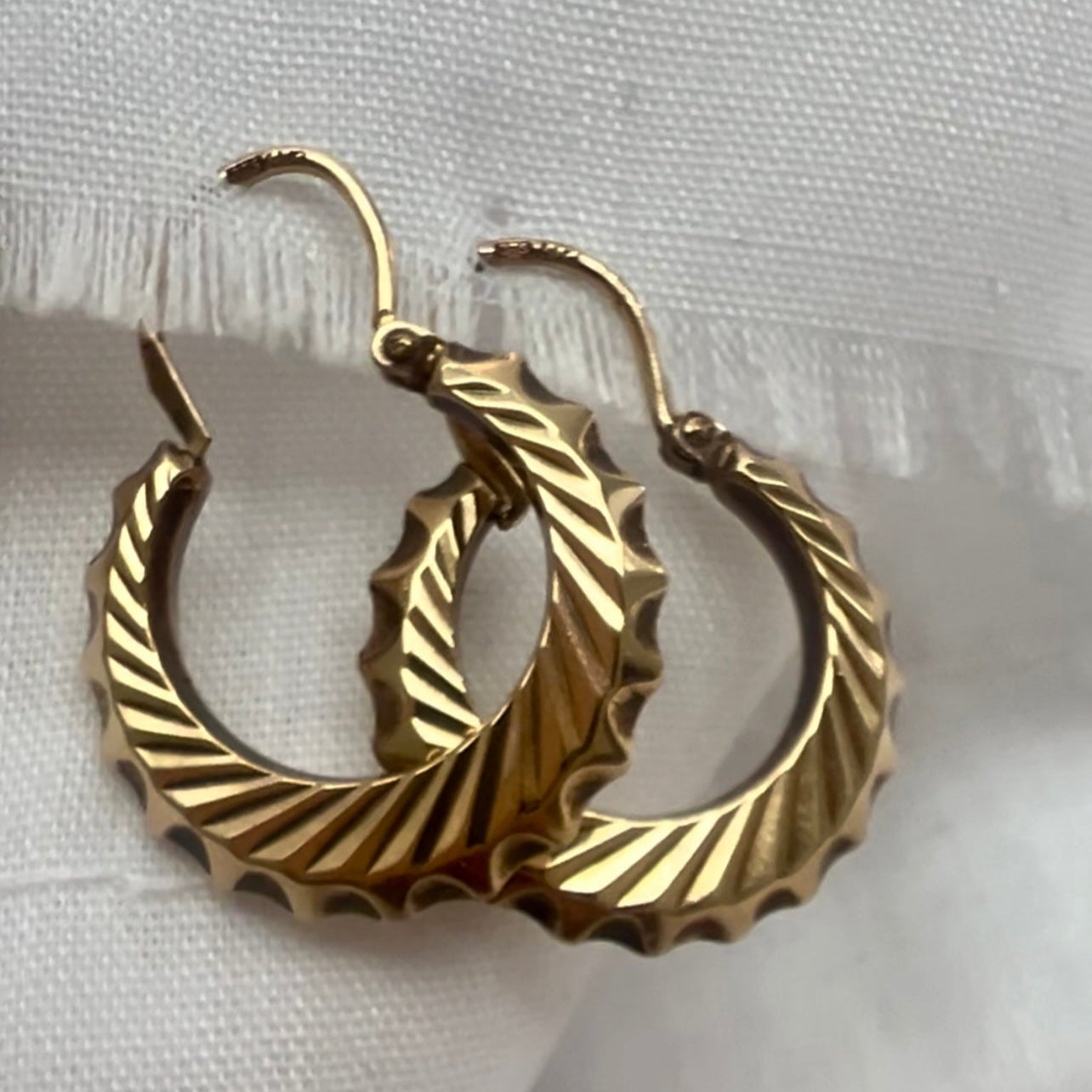 Vintage 9ct gold creole drop hoops image 4