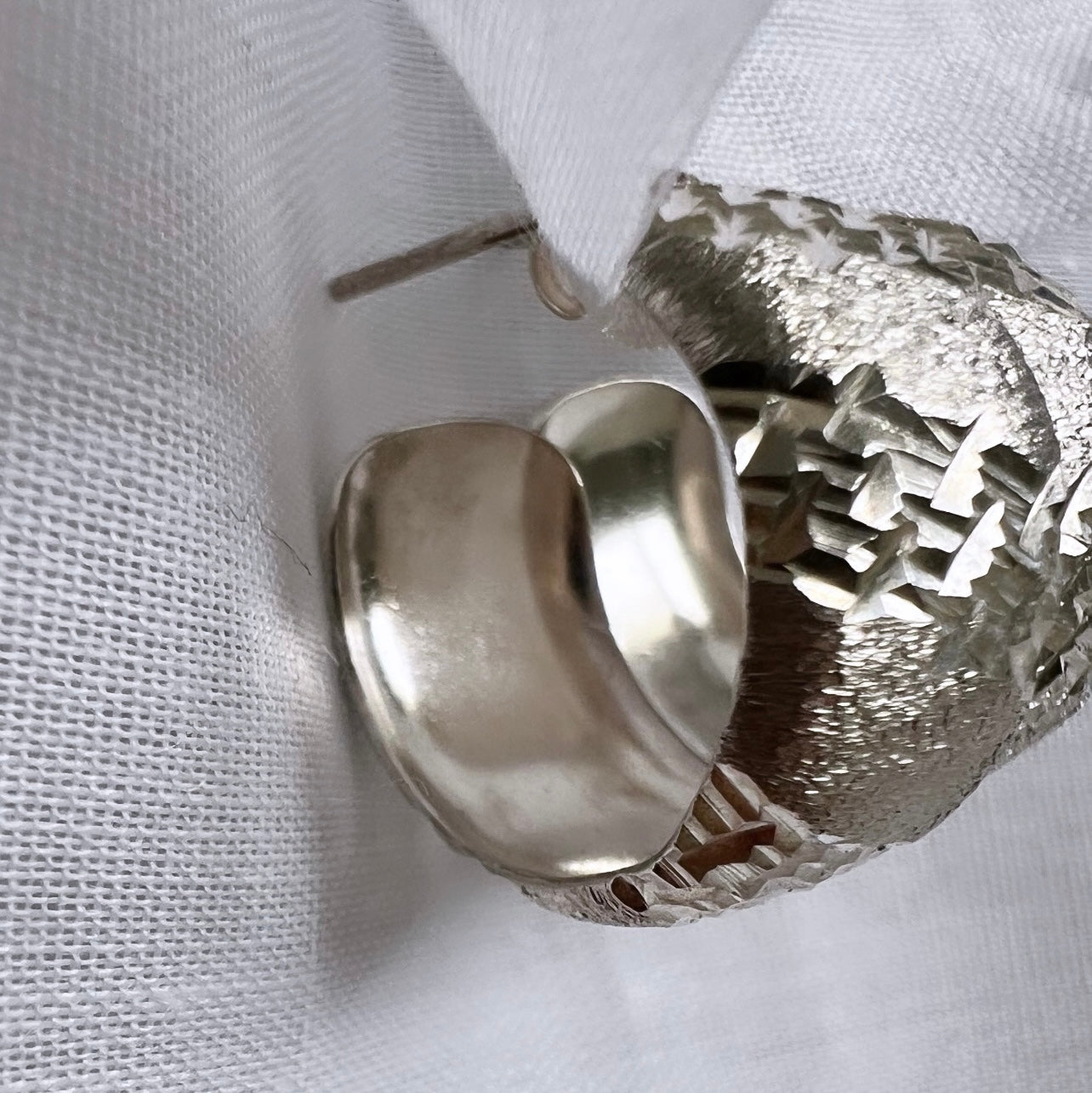 Vintage silver engraved hoops image 2