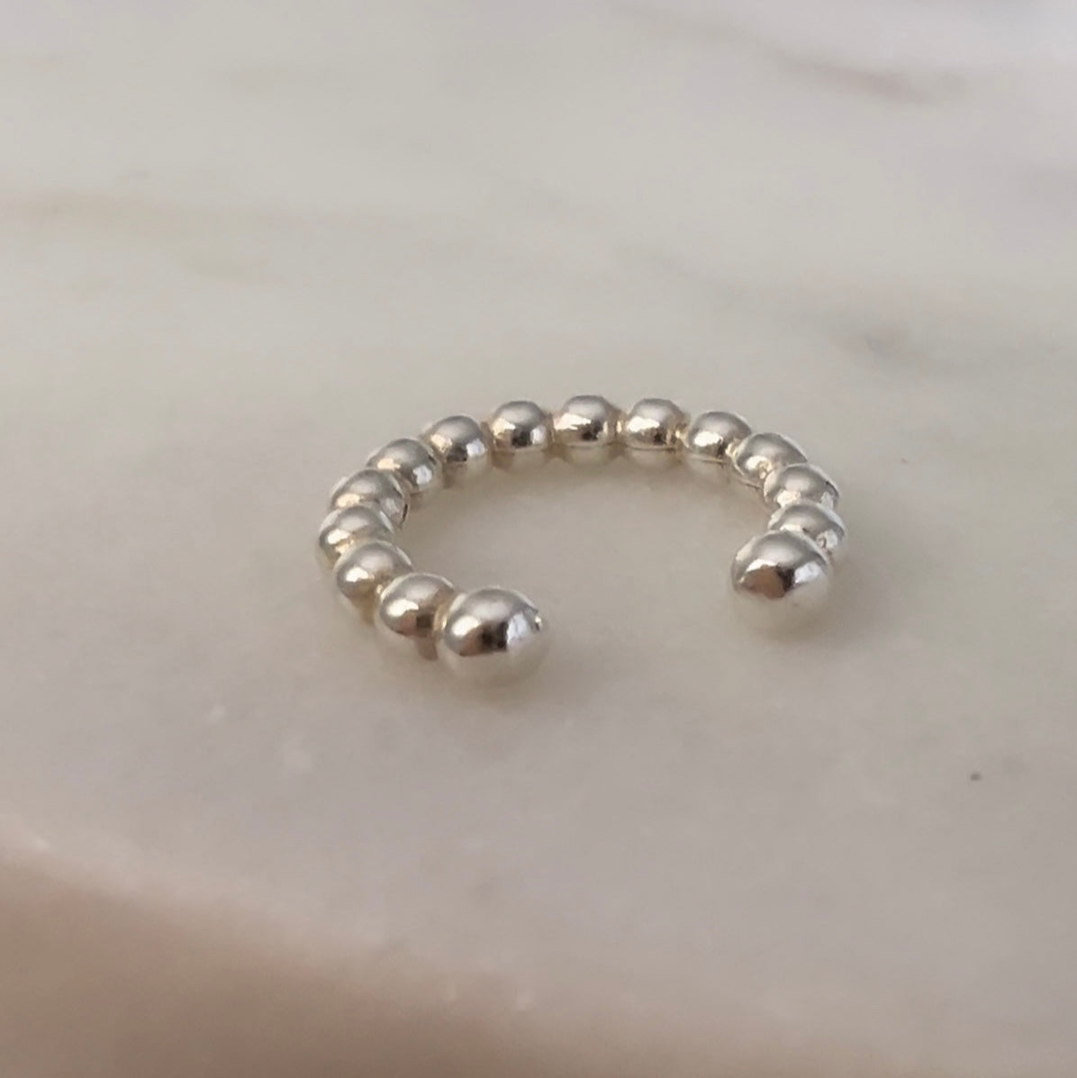 Silver beaded ear cuff image 1