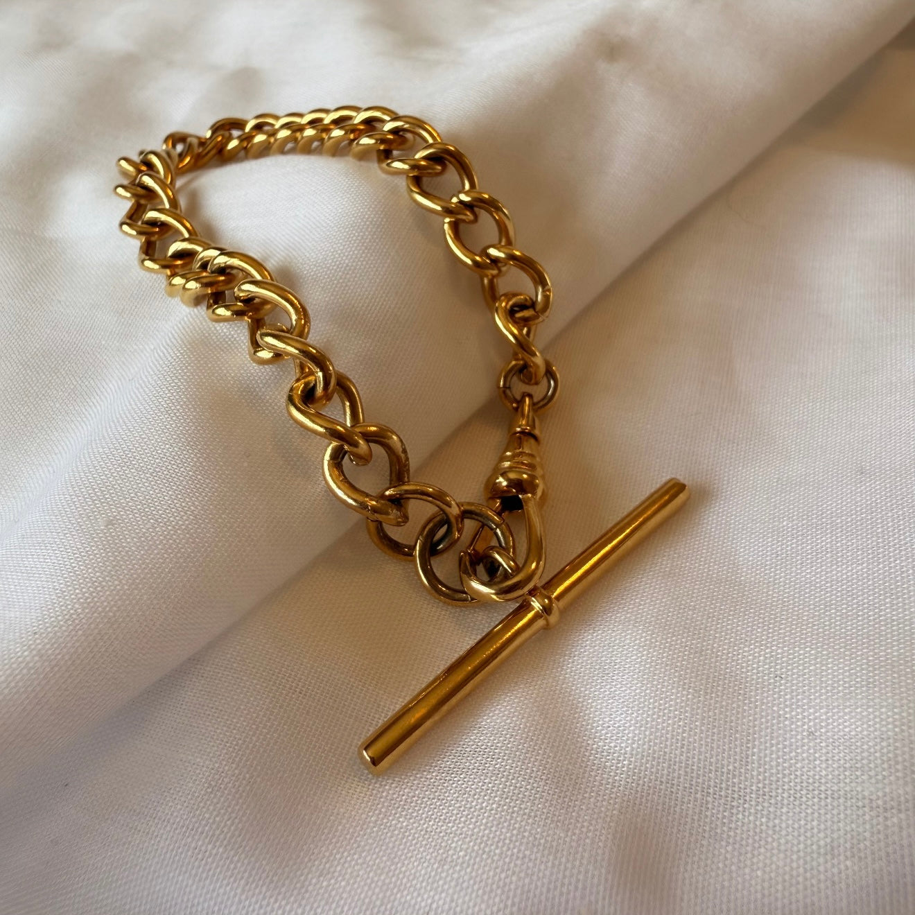 9ct Rolled gold T-bar dog clip bracelet image 0