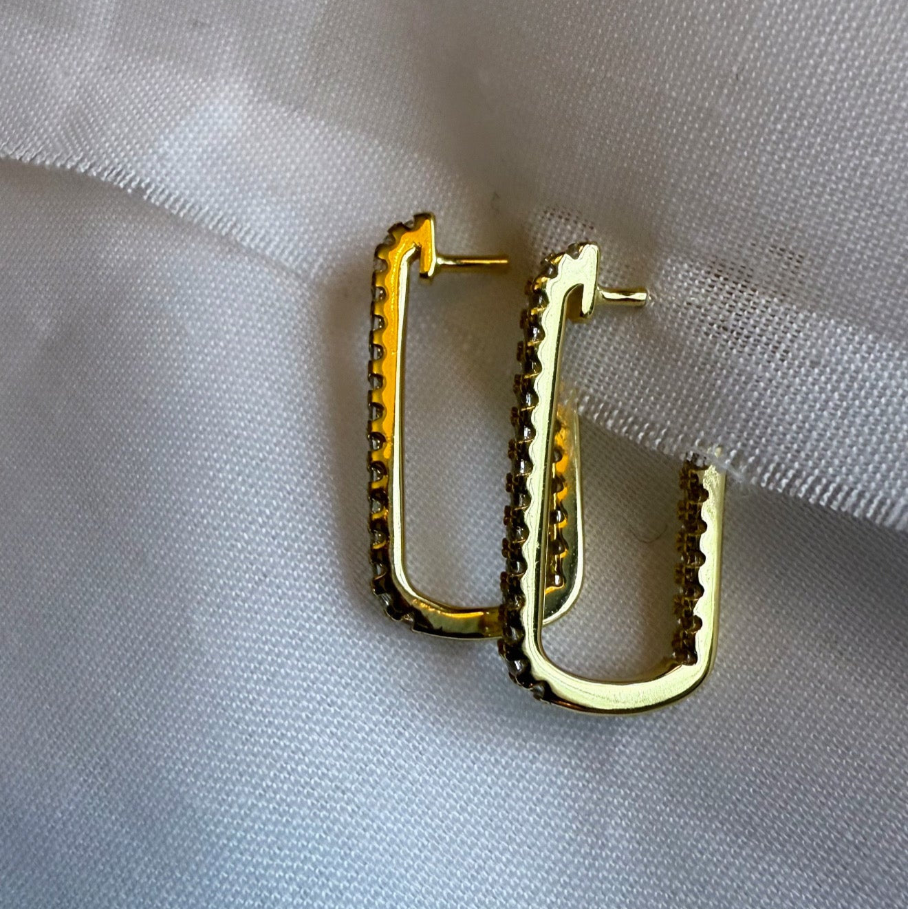 Frame 14ct Gold Plated CZ Hoops