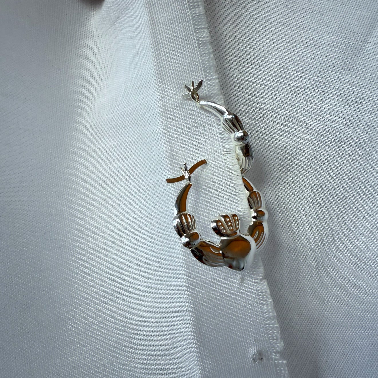 Silver Claddagh Hoops