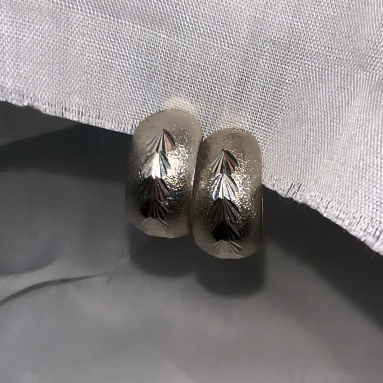 Vintage silver engraved hoops | image 2