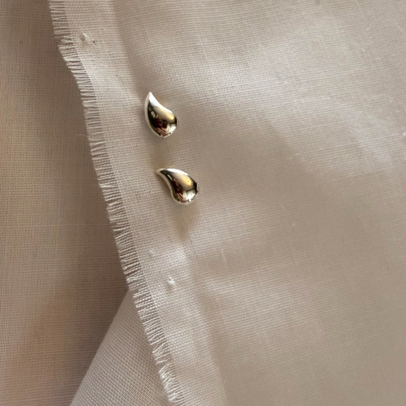Silver Tear Button studs