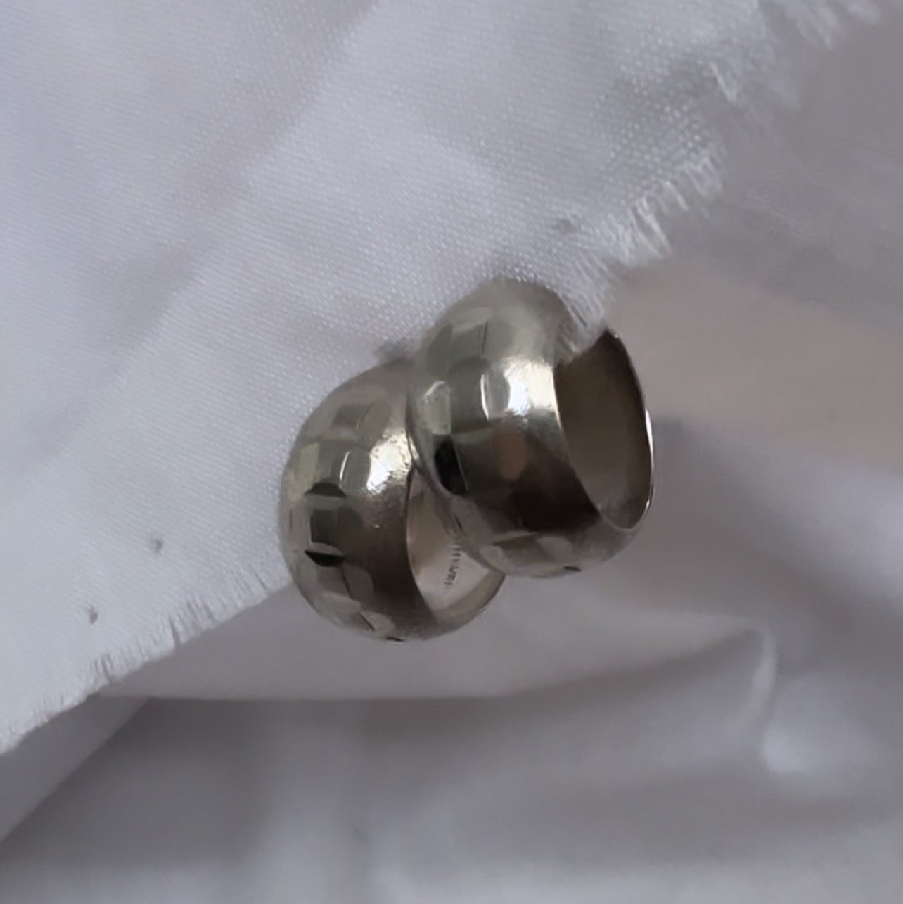 Vintage silver engraved hoops ||| image 3