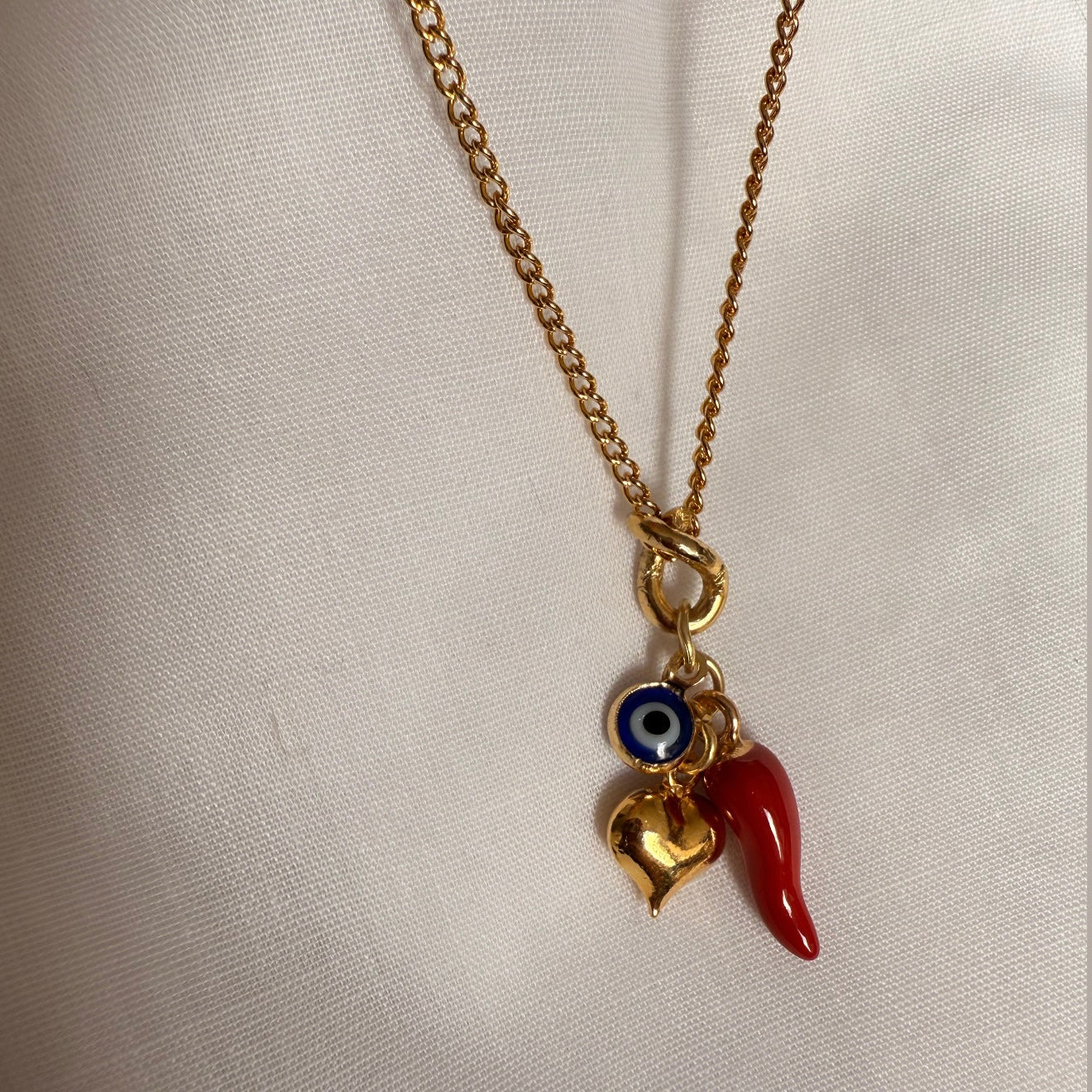 18ct gold plated charm cluster chain image 0