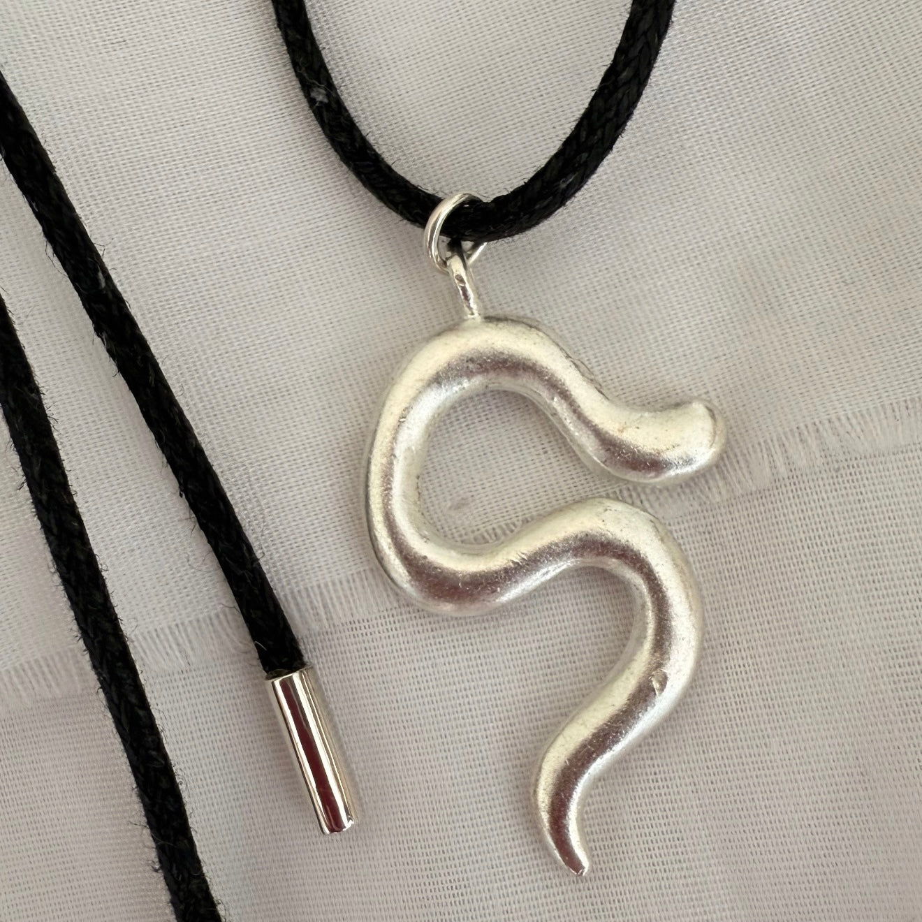 Silver Mamba cord necklet image 1