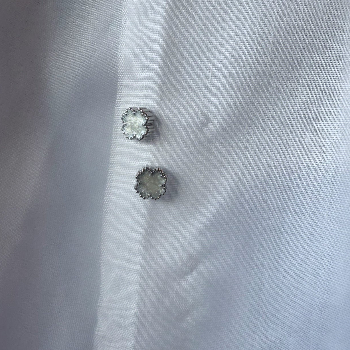 Silver White Clover Studs