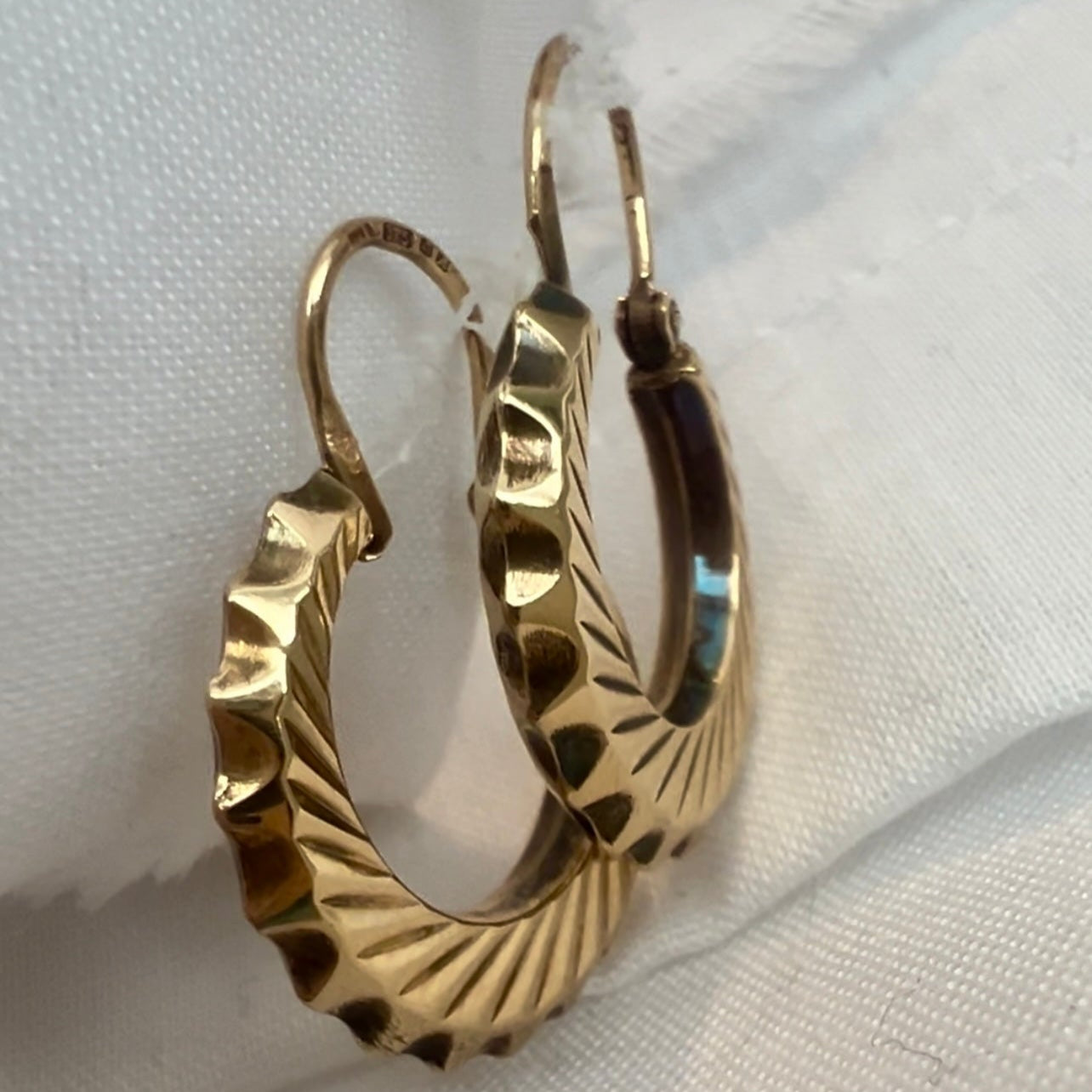 Vintage 9ct gold creole drop hoops image 0