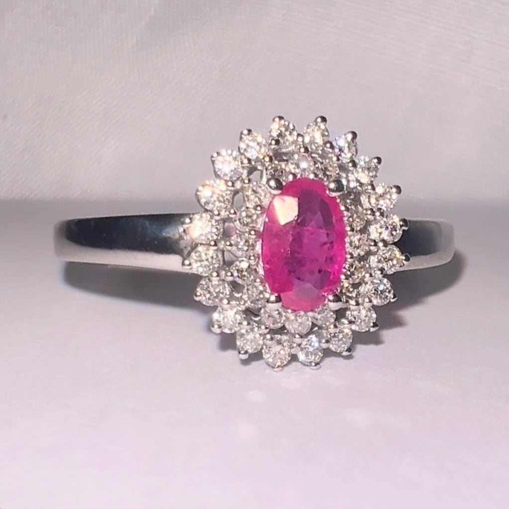 Vintage 9ct gold Diamond & Ruby ring image 0