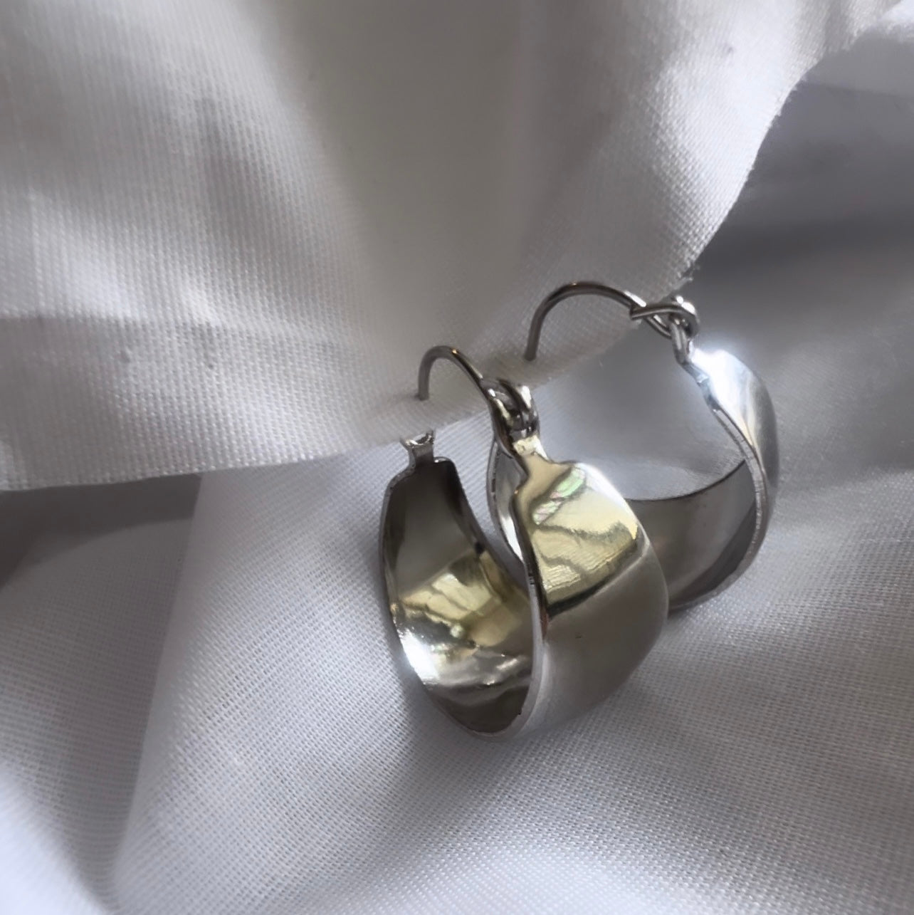 Vintage silver creole drop hoops image 2