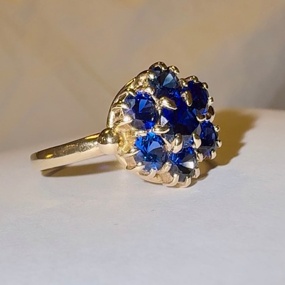 Vintage 9ct Gold Kyanite Cluster Ring