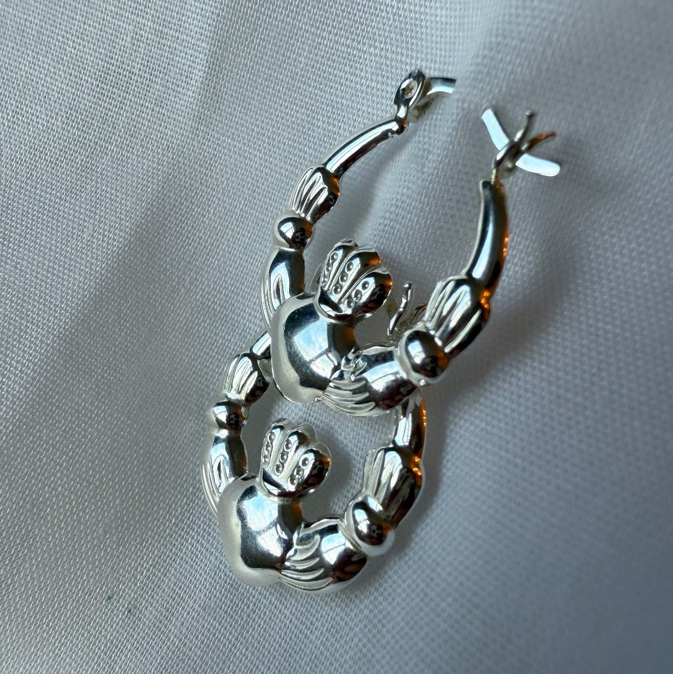 Silver Claddagh Hoops