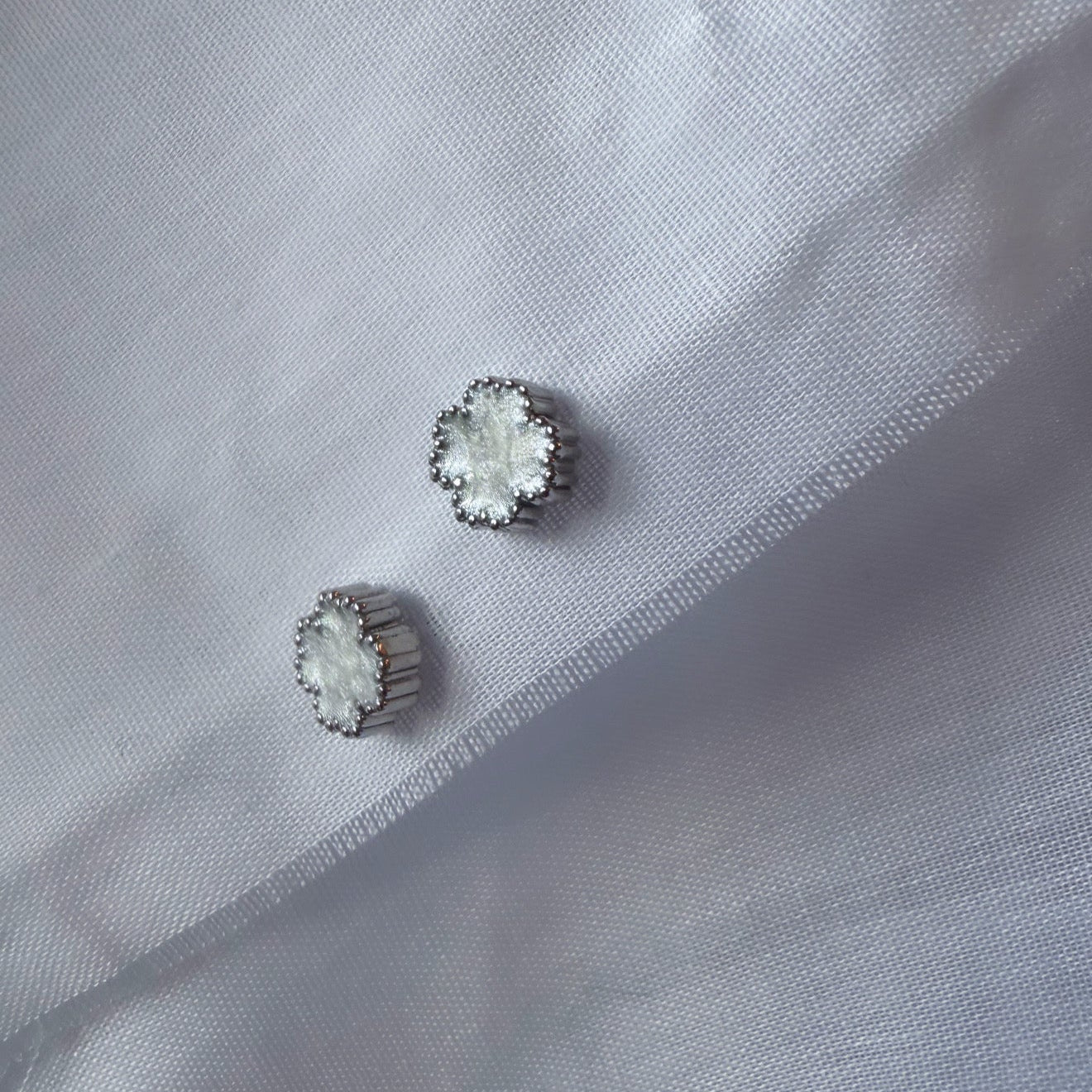 Silver White Clover Studs
