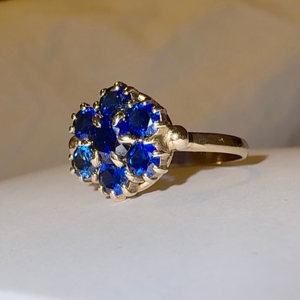 Vintage 9ct Gold Kyanite Cluster Ring