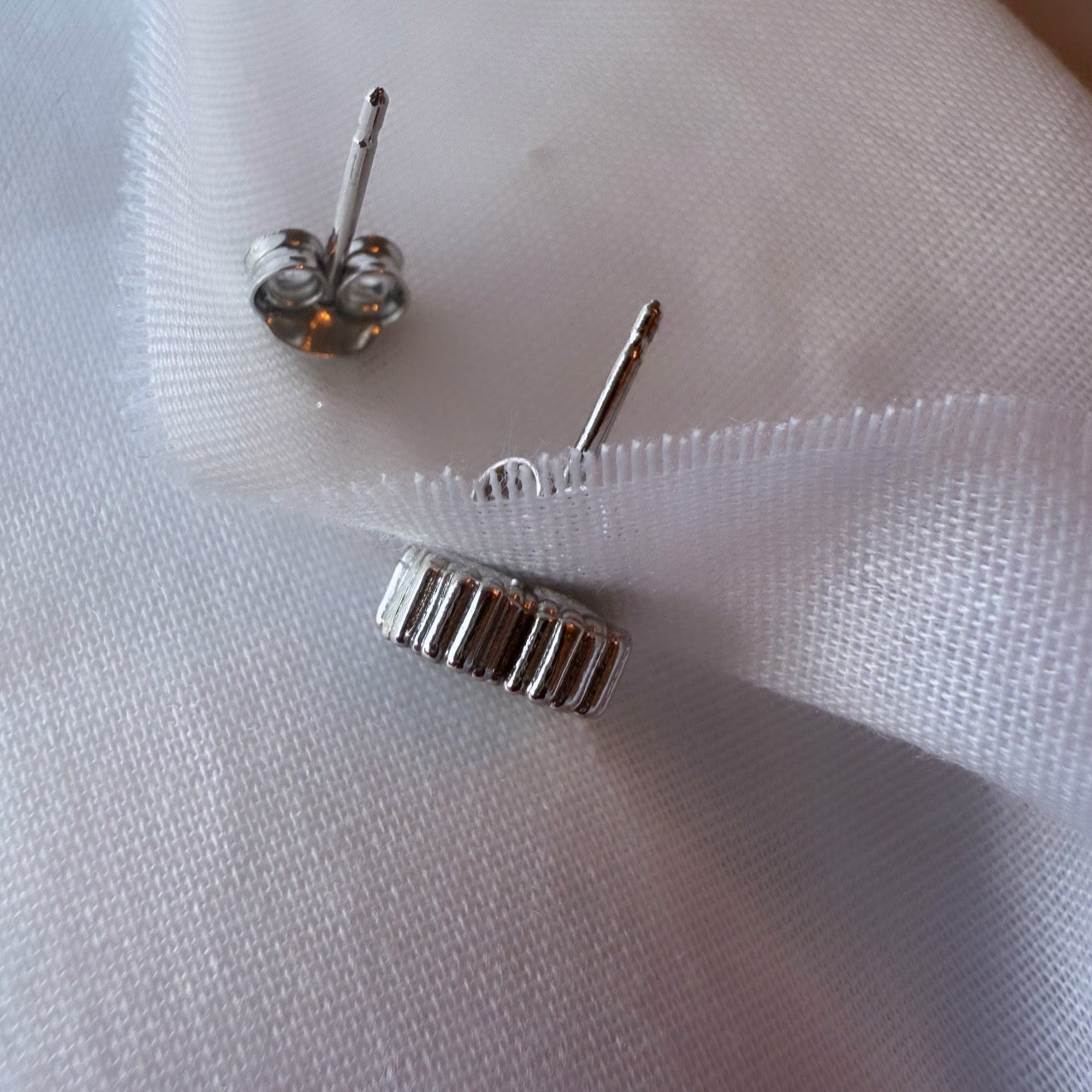 Silver Black Clover Studs