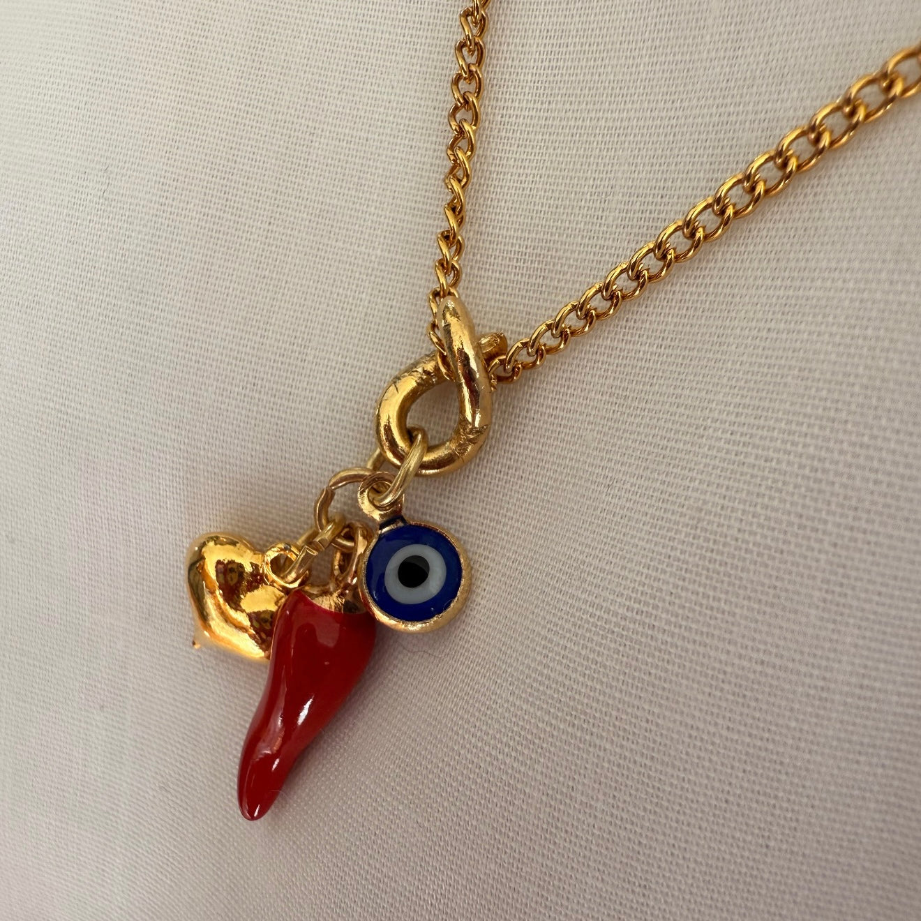 18ct gold plated charm cluster chain image 3