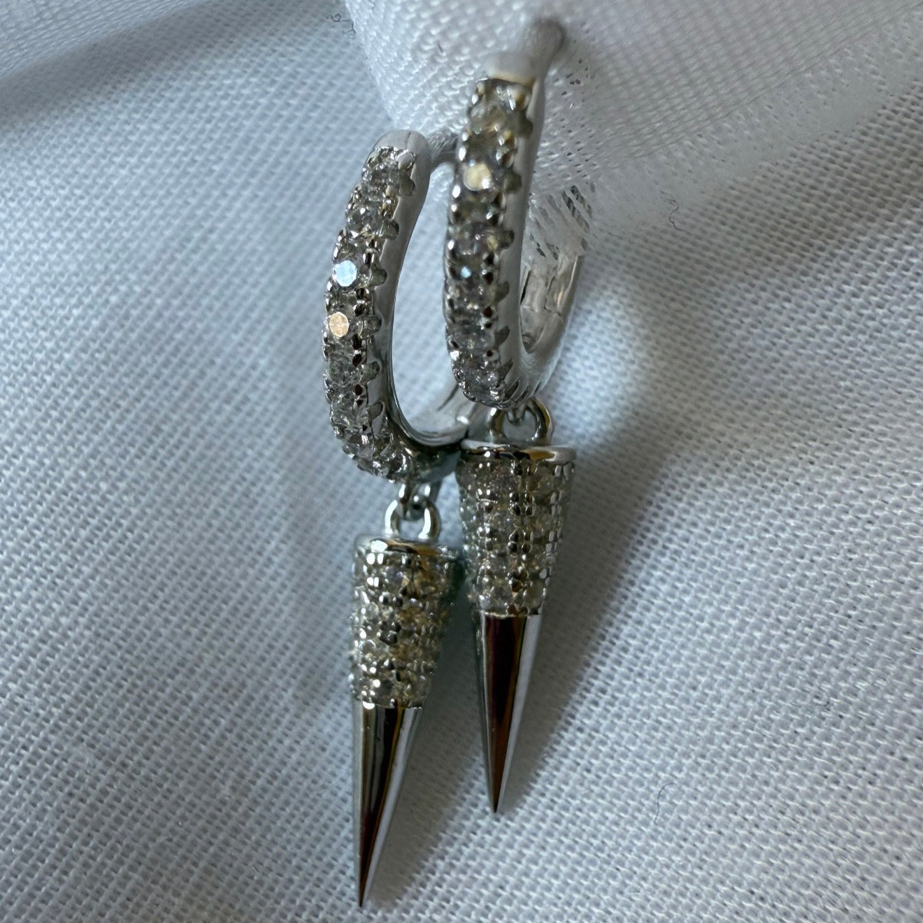 Silver CZ Dagger Huggies image 0