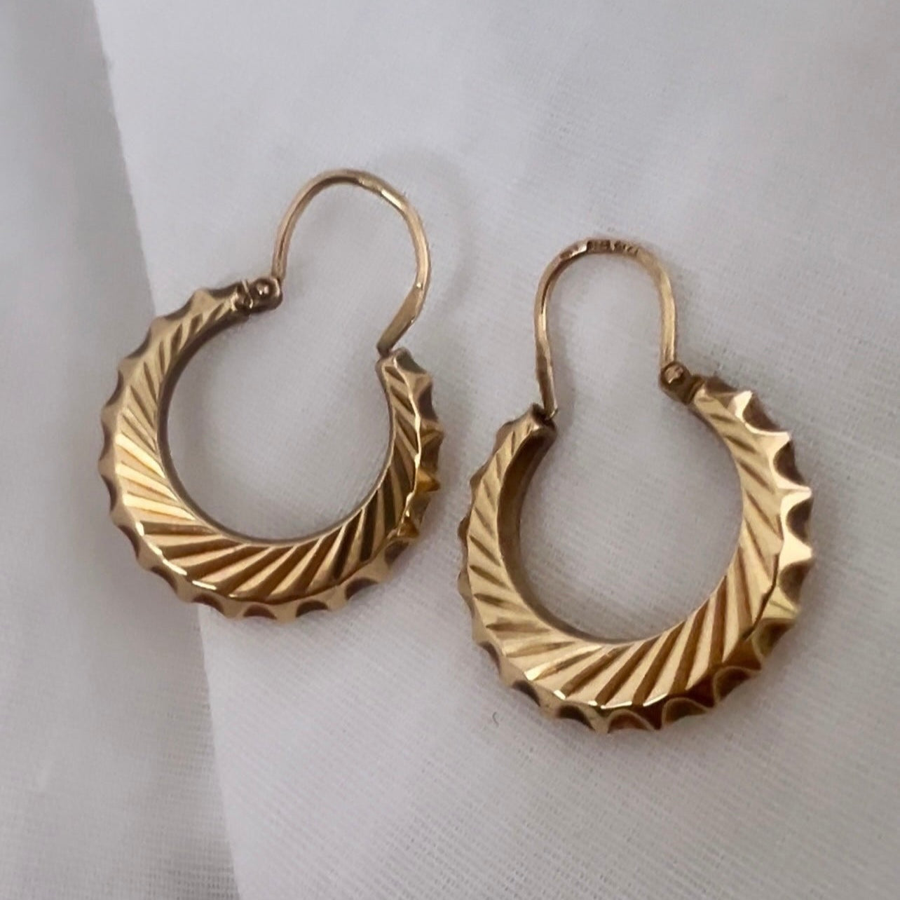 Vintage 9ct gold creole drop hoops image 1