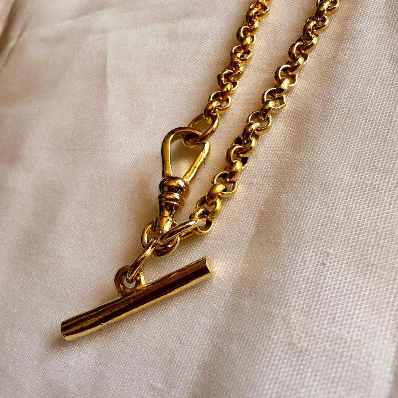 Vintage 18ct gold plated T-bar & Dog-clip rolo chain