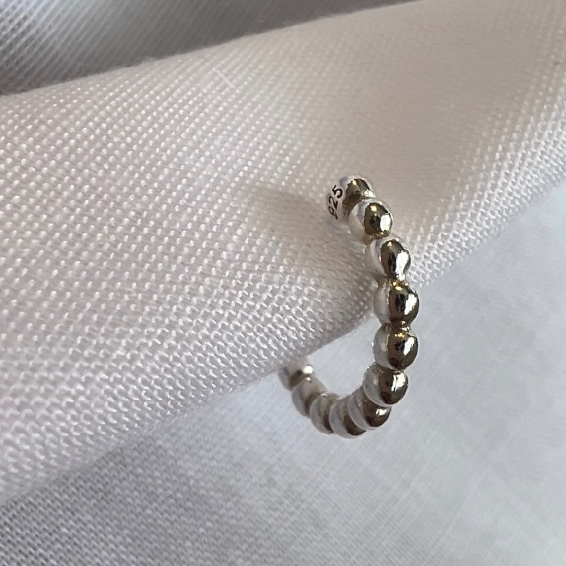 Silver beaded ear cuff image 0