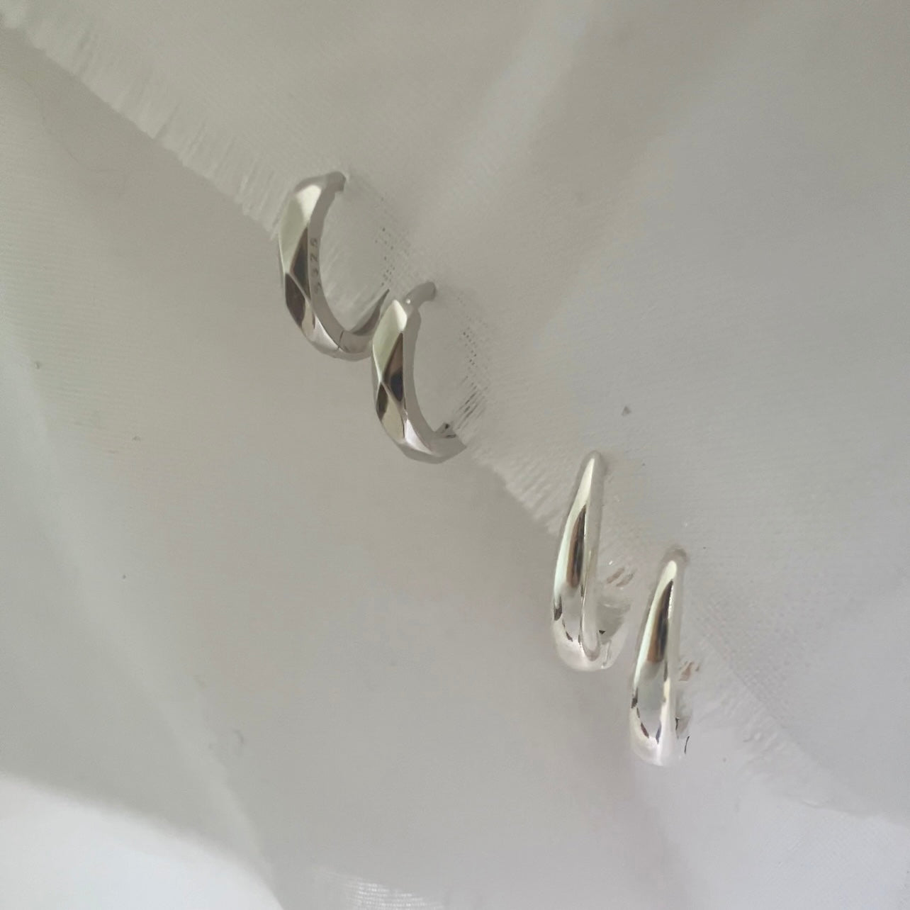 Silver Diamond cut Huggies image 0