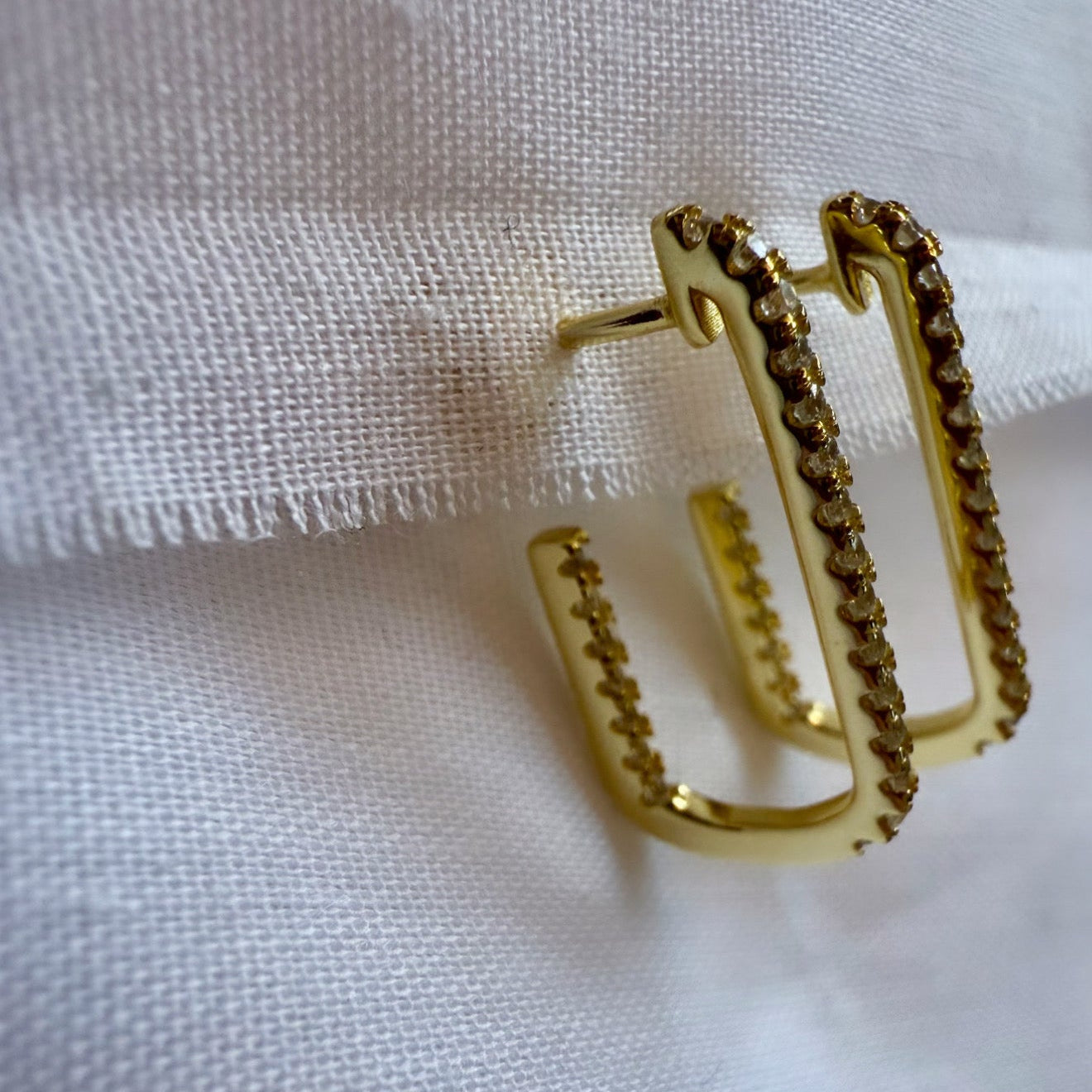 Frame 14ct Gold Plated CZ Hoops