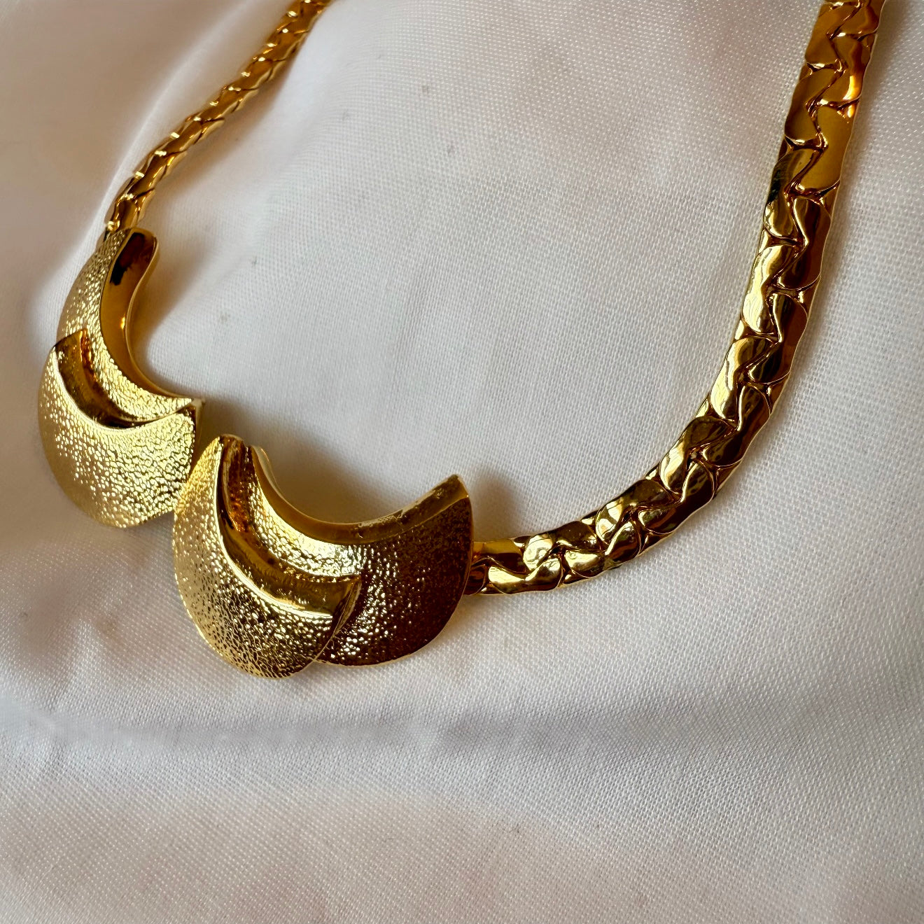 18ct gold plated Crescent necklace collar image 5