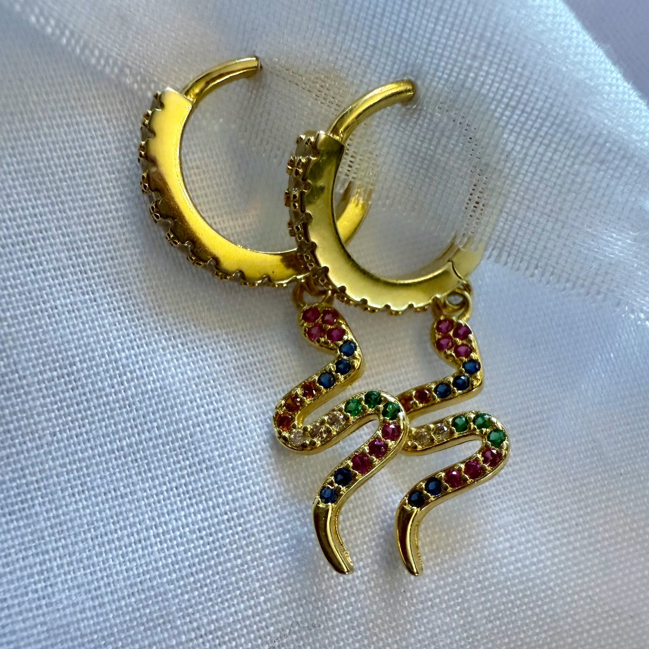 14ct Gold Plated Snake Hoops