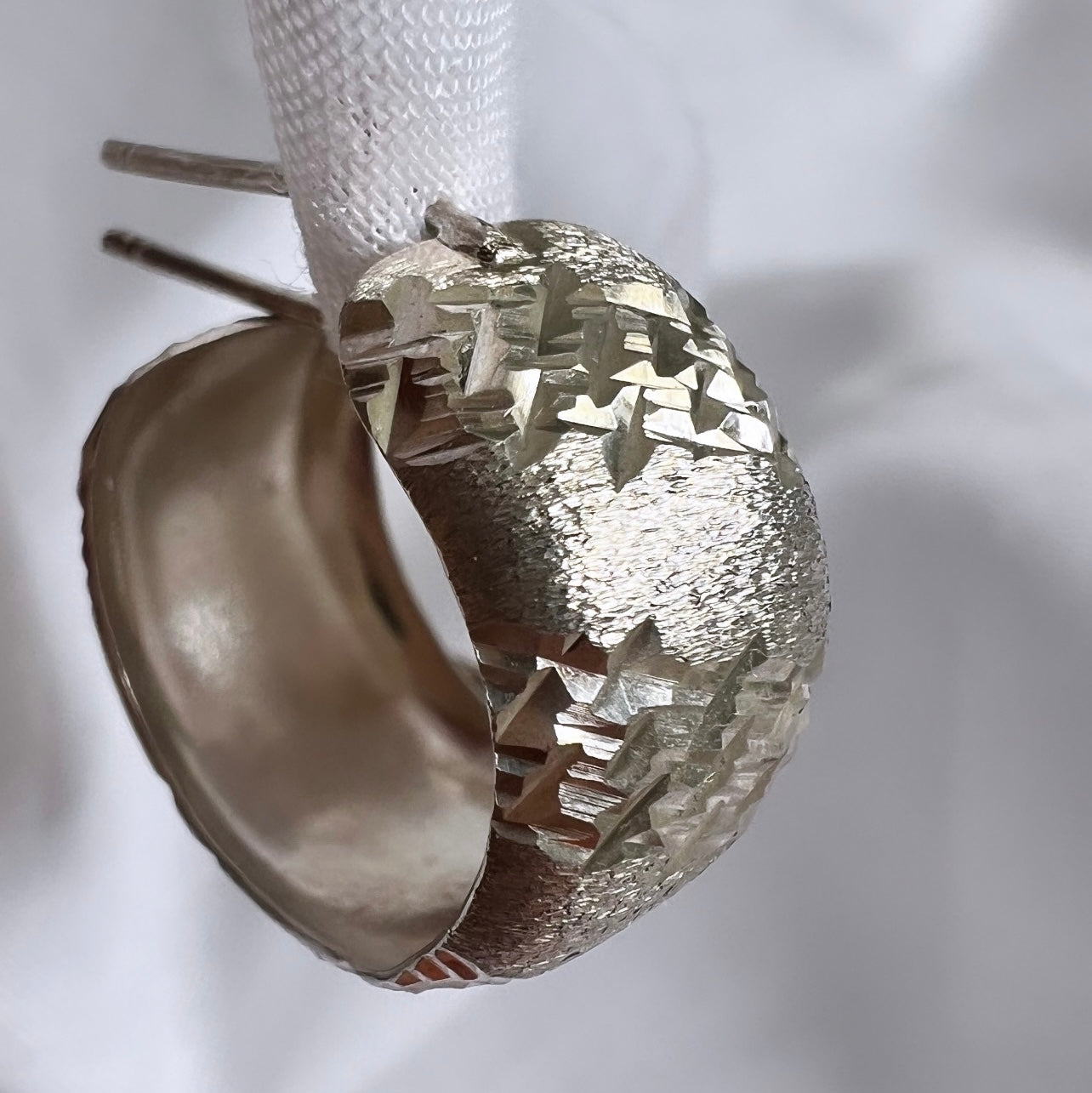 Vintage silver engraved hoops image 3