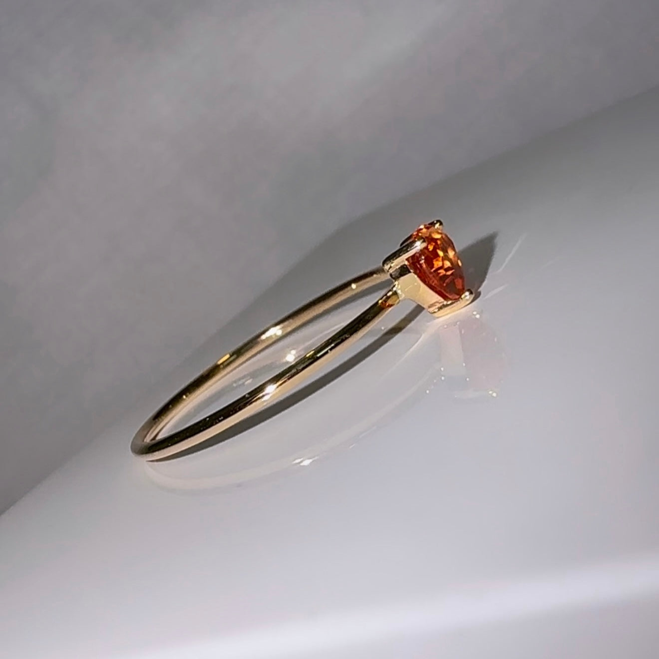 9ct gold Orange Sapphire Heart Ring image 2