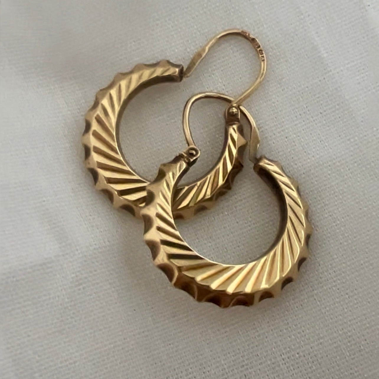 Vintage 9ct gold creole drop hoops image 5