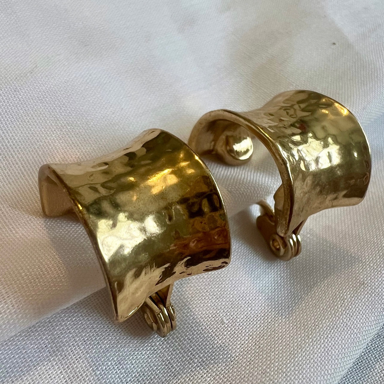 Vintage Monet Costume Hammered demi-hoop clip on earrings image 3