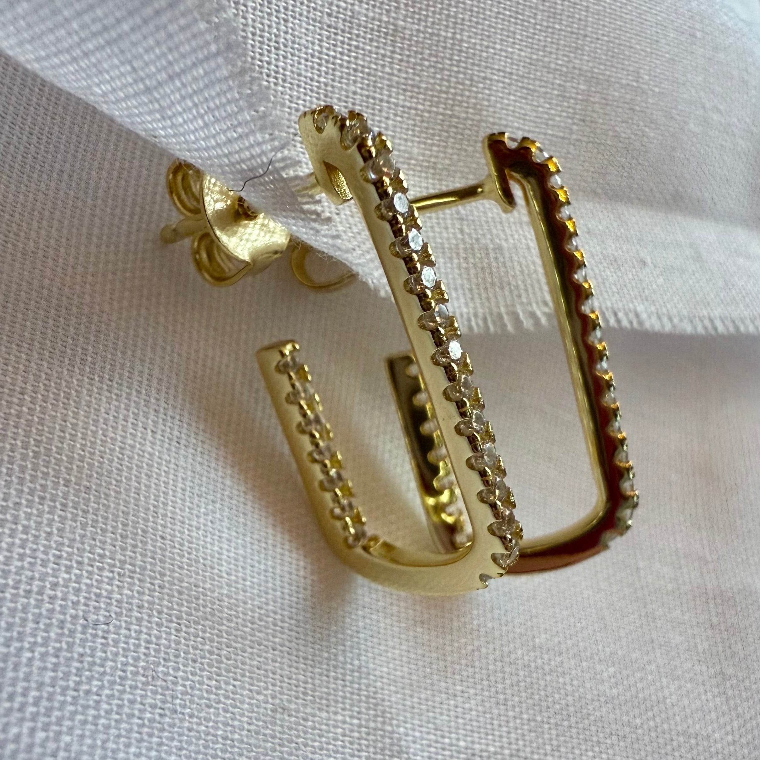 Frame 14ct Gold Plated CZ Hoops