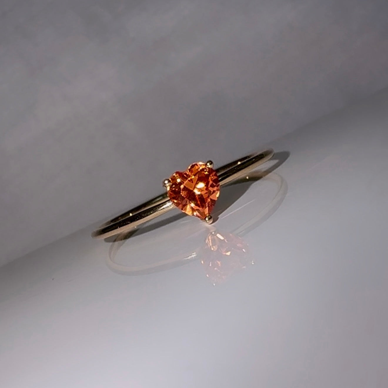 9ct gold Orange Sapphire Heart Ring image 0