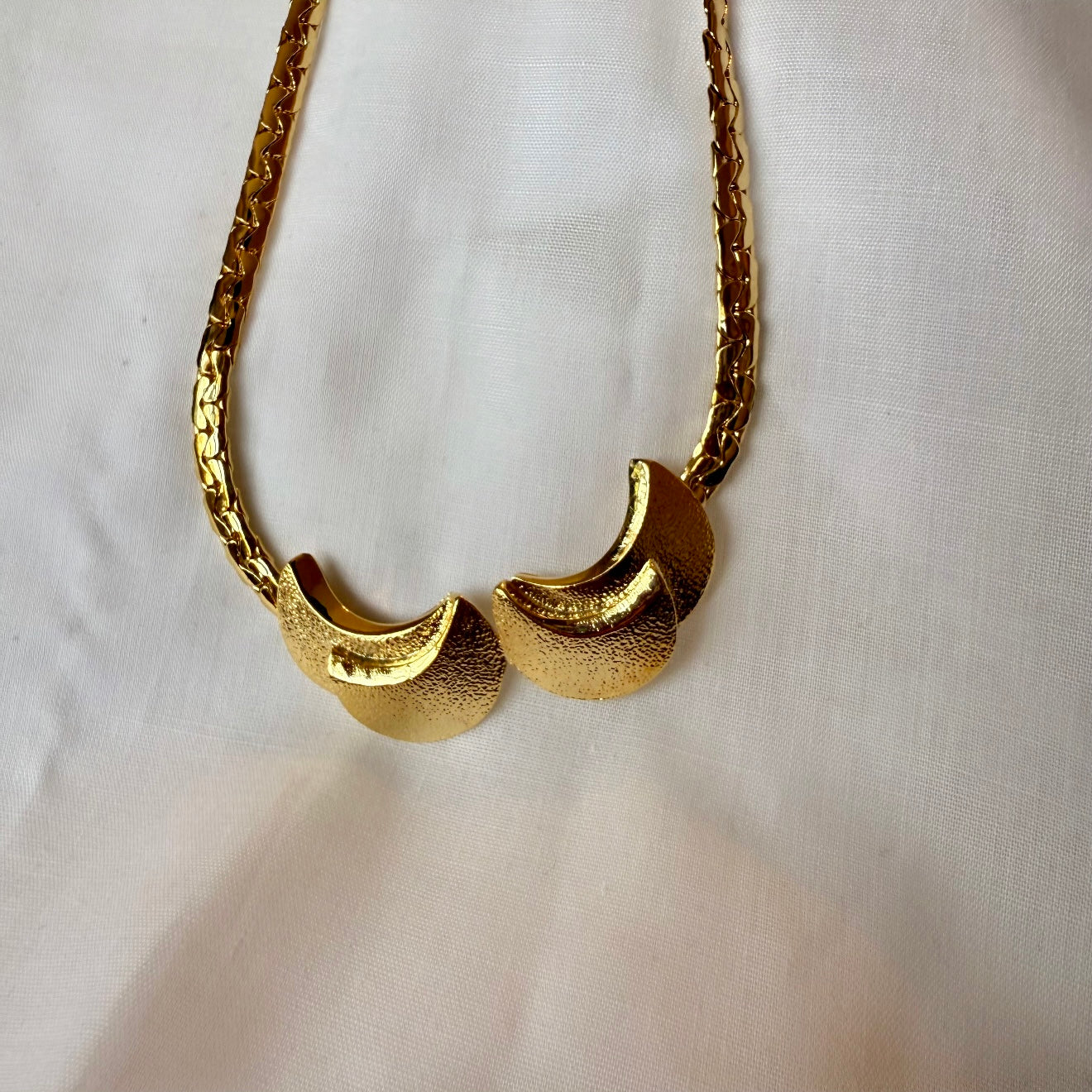18ct gold plated Crescent necklace collar image 4