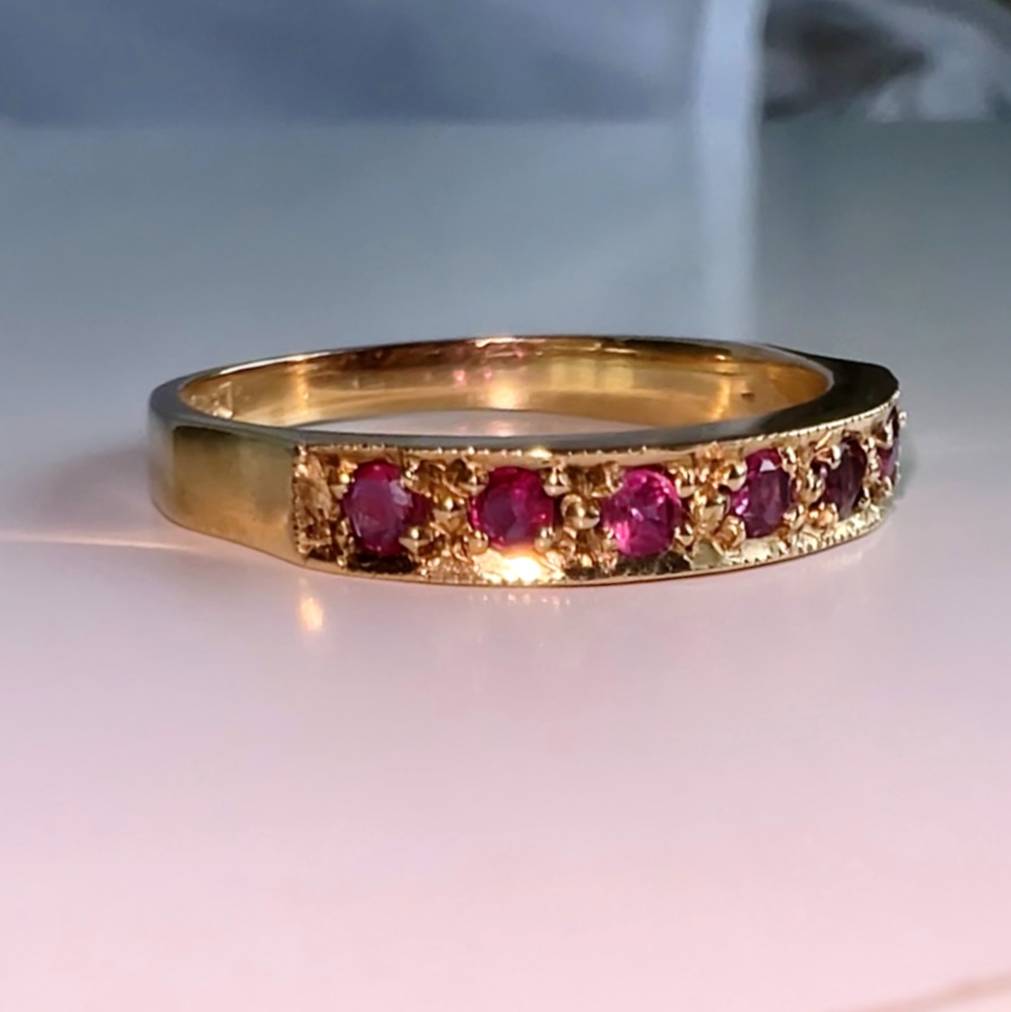 Vintage 9ct gold Ruby Half Eternity Ring image 1