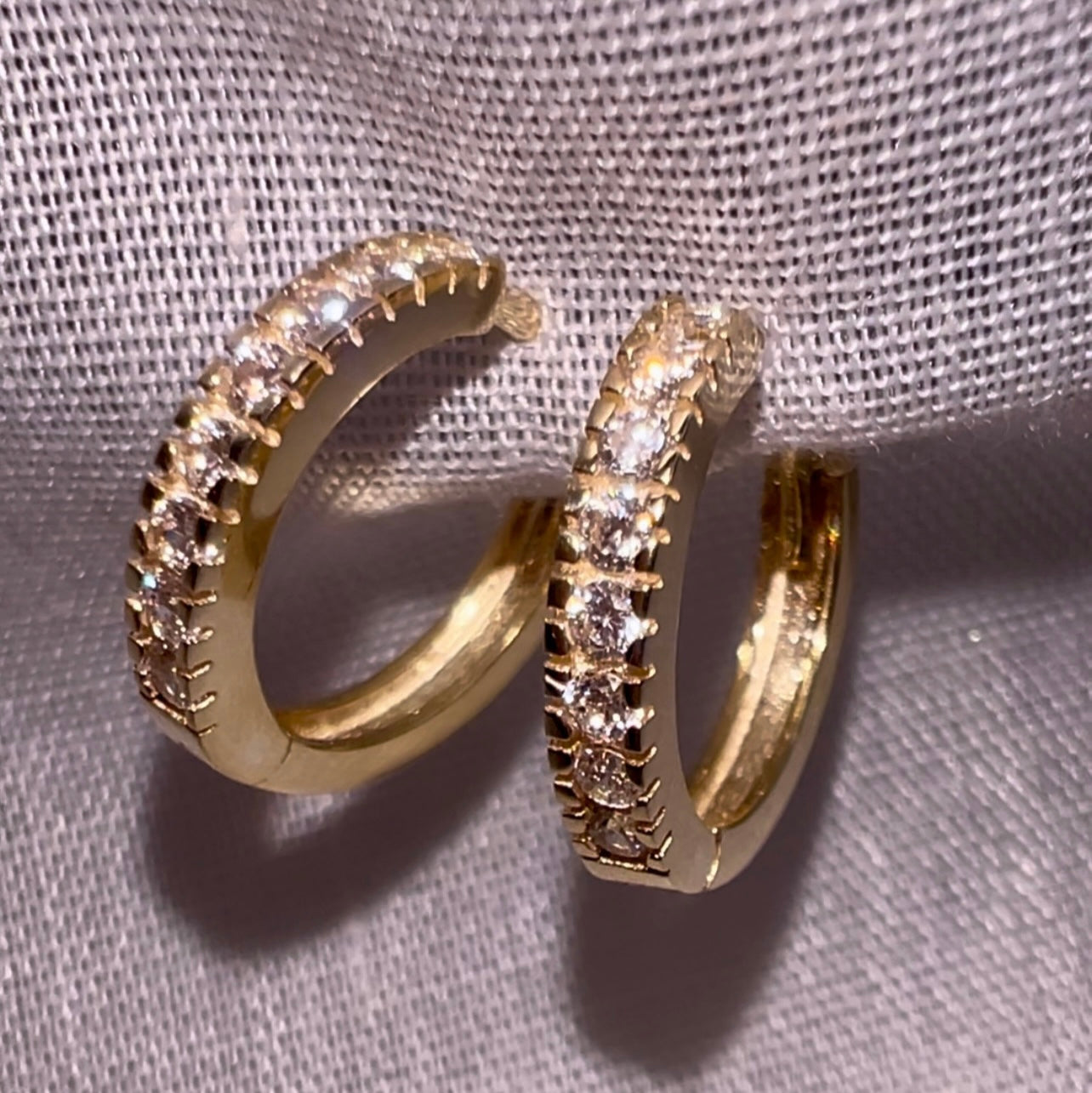 9ct gold huggies with Cubic Zirconia image 0