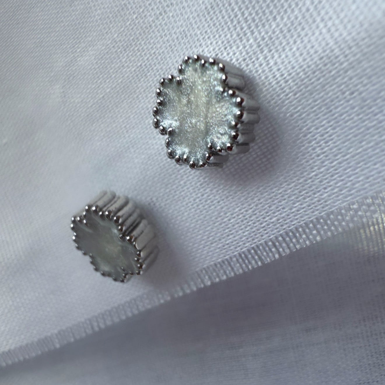 Silver White Clover Studs