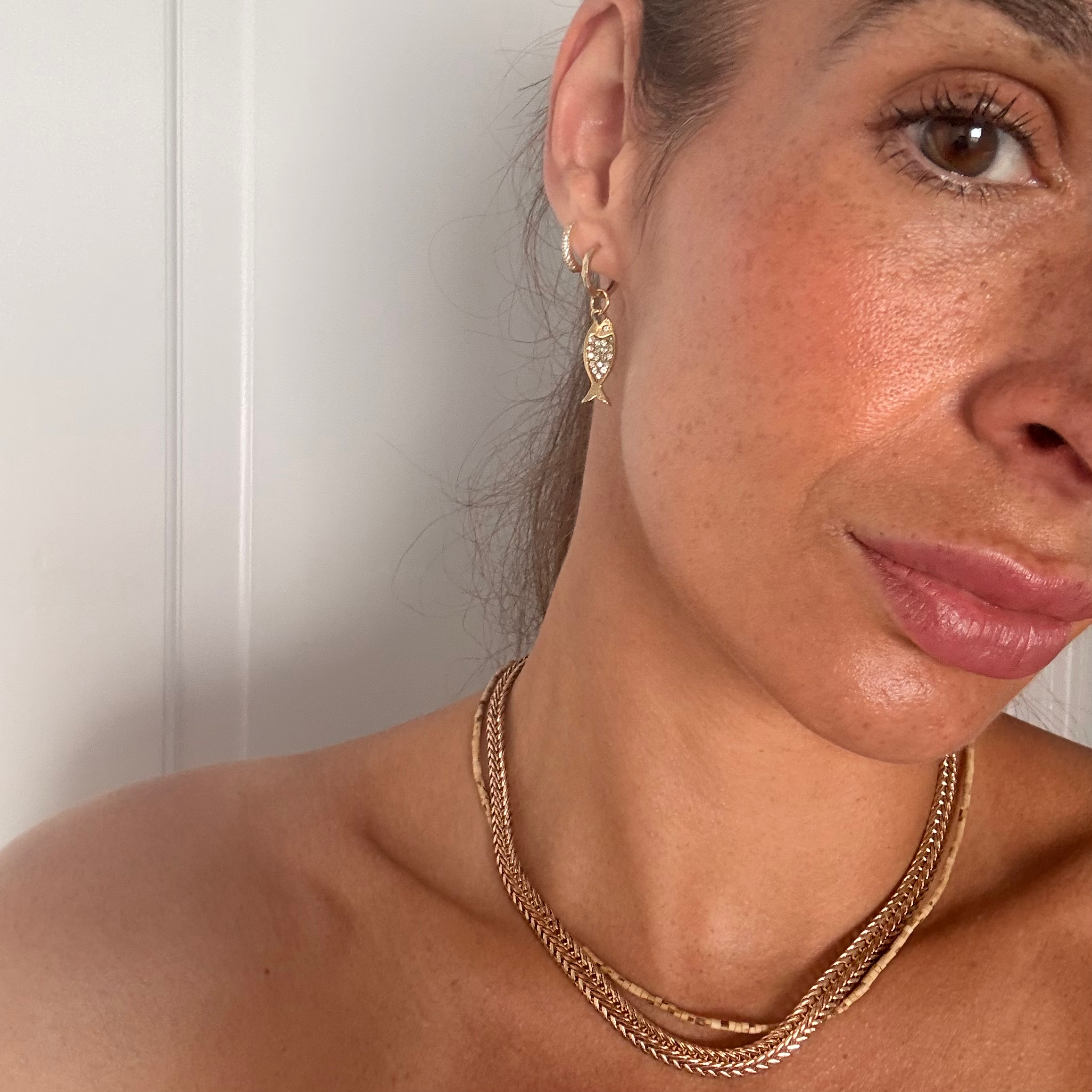 18ct gold plated Crystal fish earring charm image 1