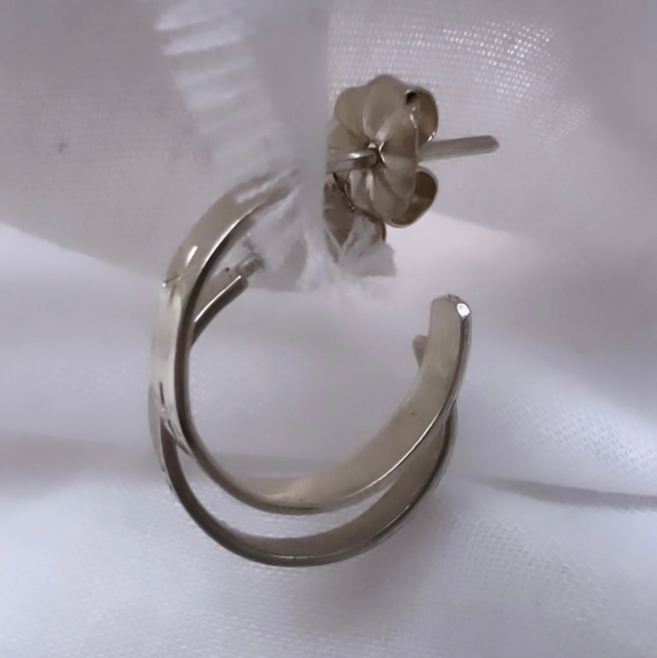 Vintage silver star engraved hoops image 6