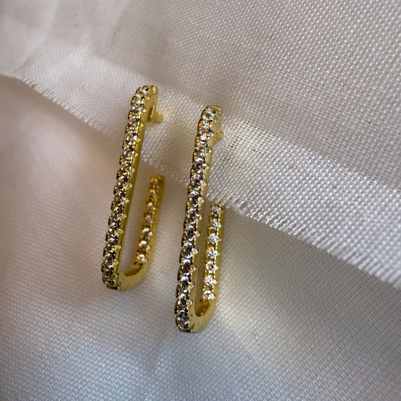 Frame 14ct Gold Plated CZ Hoops