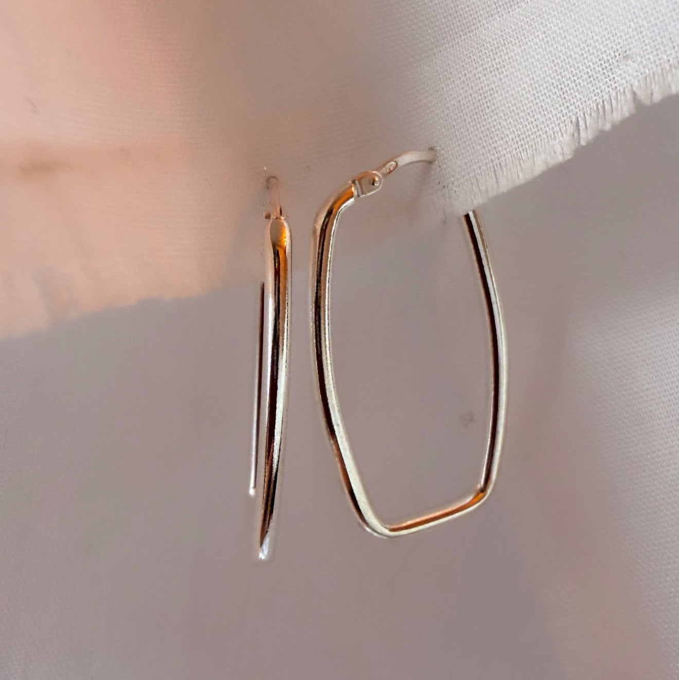 Silver Rectangle Hoops