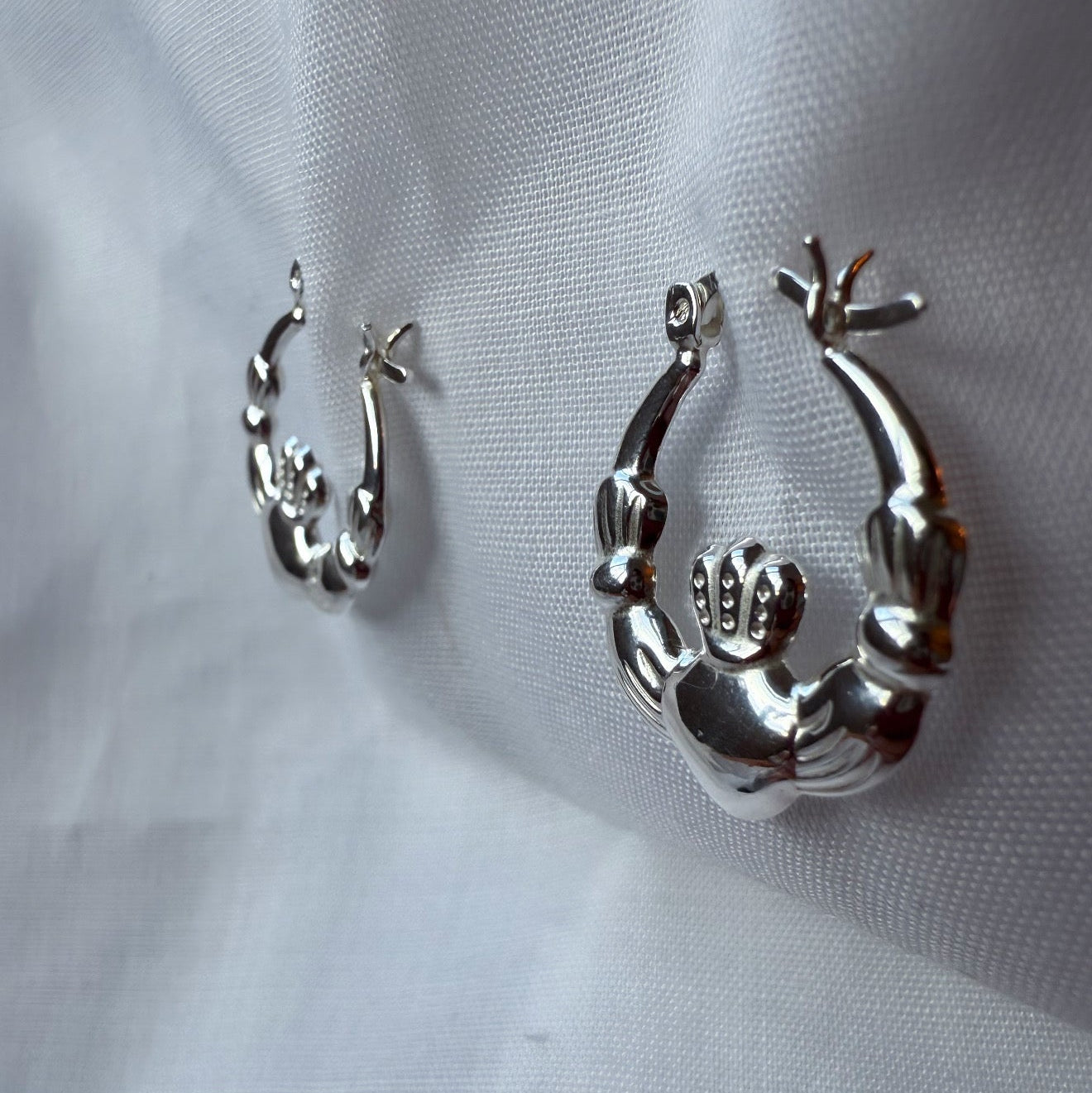 Silver Claddagh Hoops