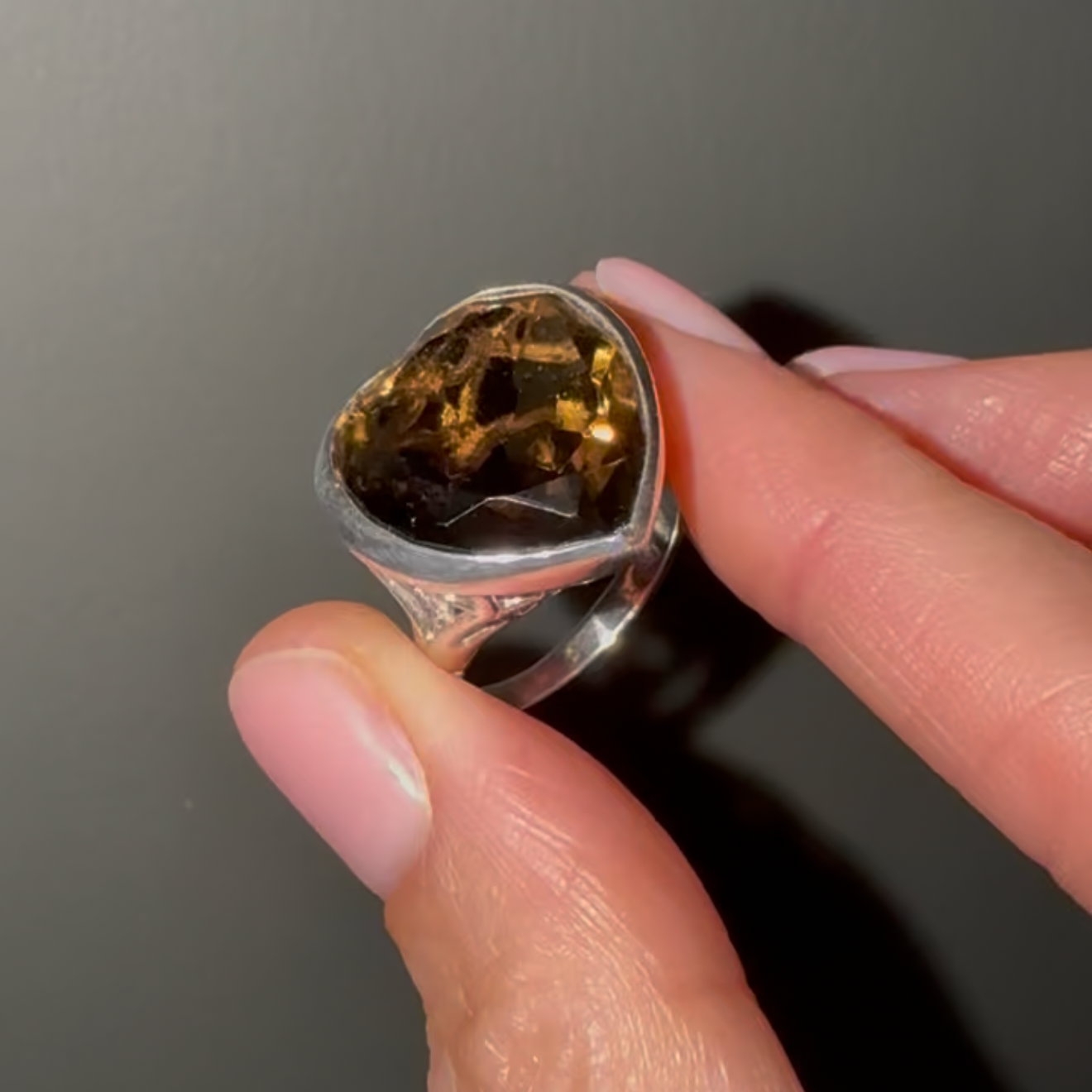 Vintage Smokey Quartz Silver ring