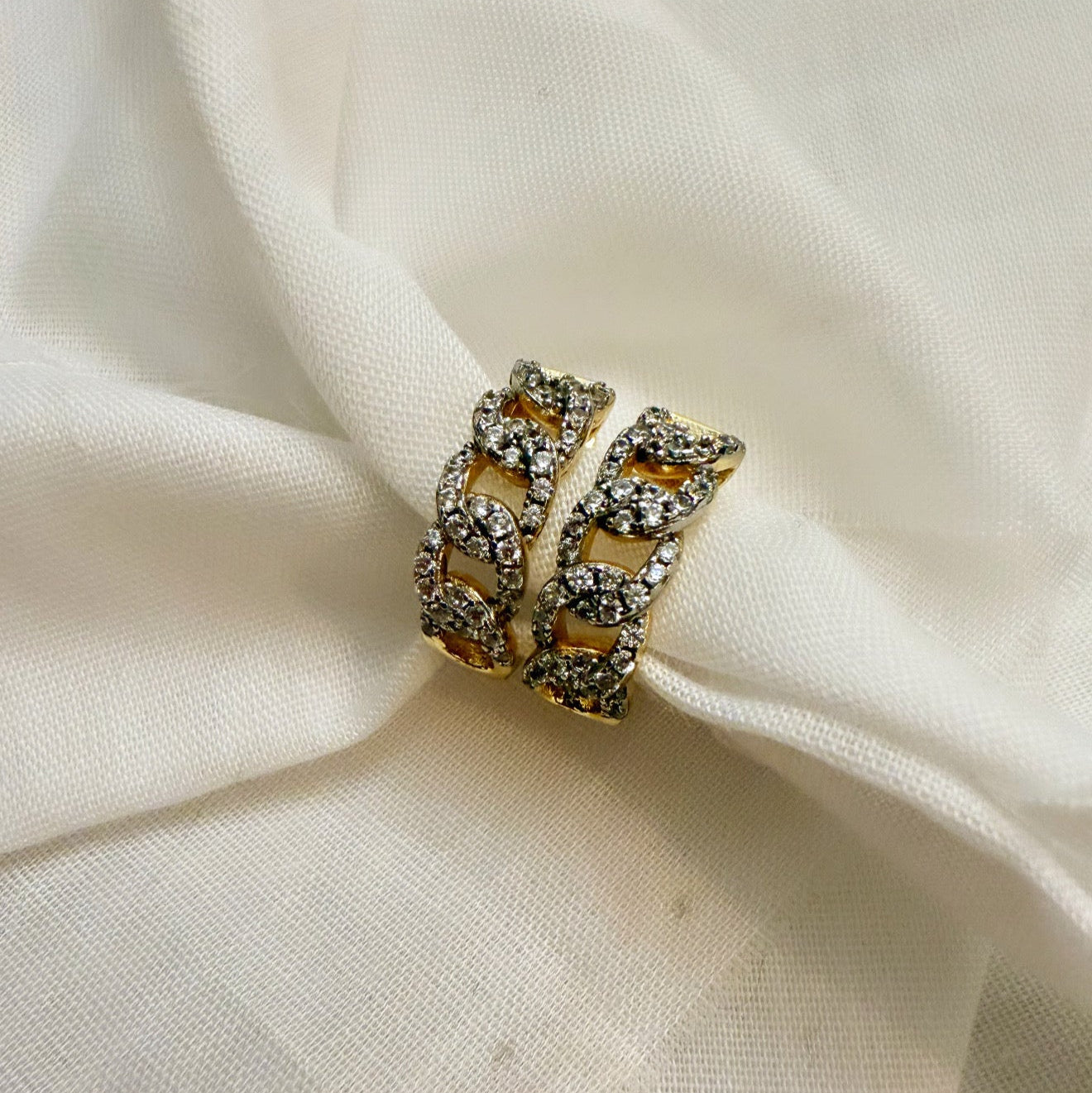 Lace 14ct Gold Plated CZ Drop Hoops