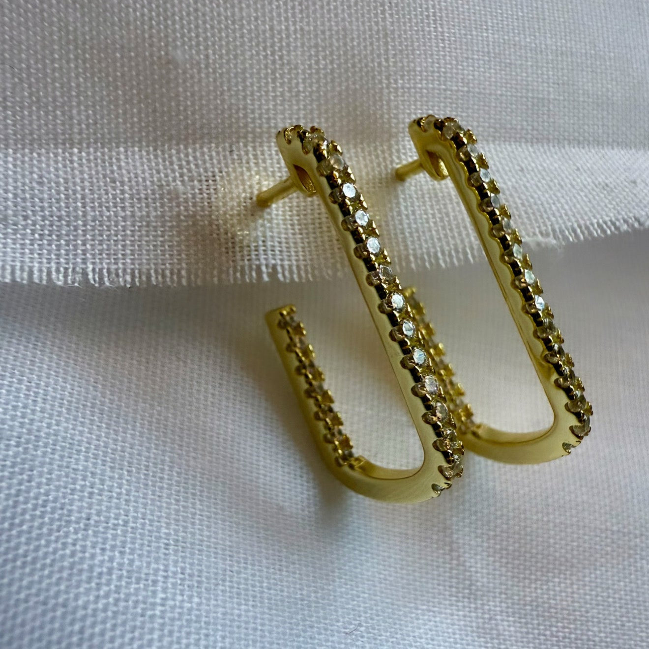 Frame 14ct Gold Plated CZ Hoops