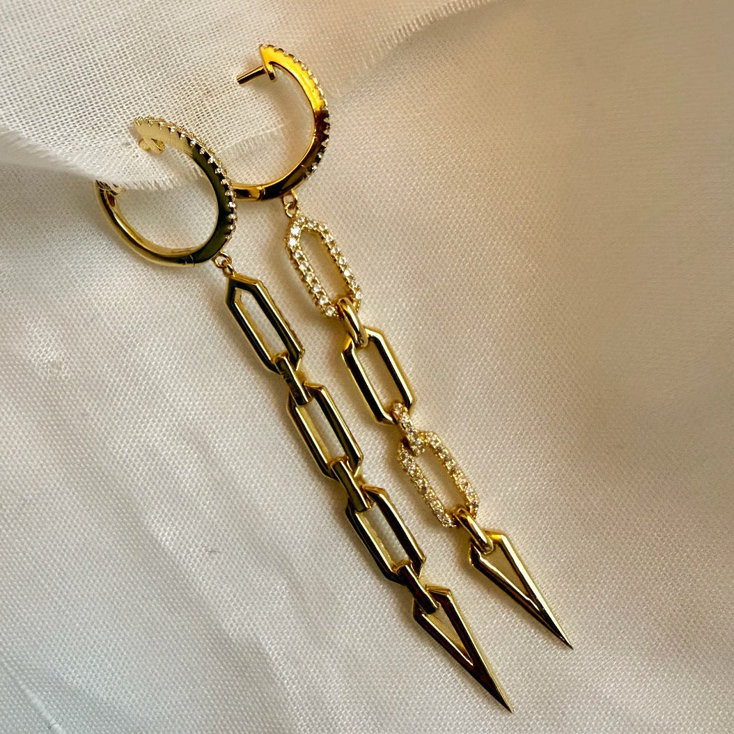 Stella 14ct Gold Plated CZ Drop Hoops